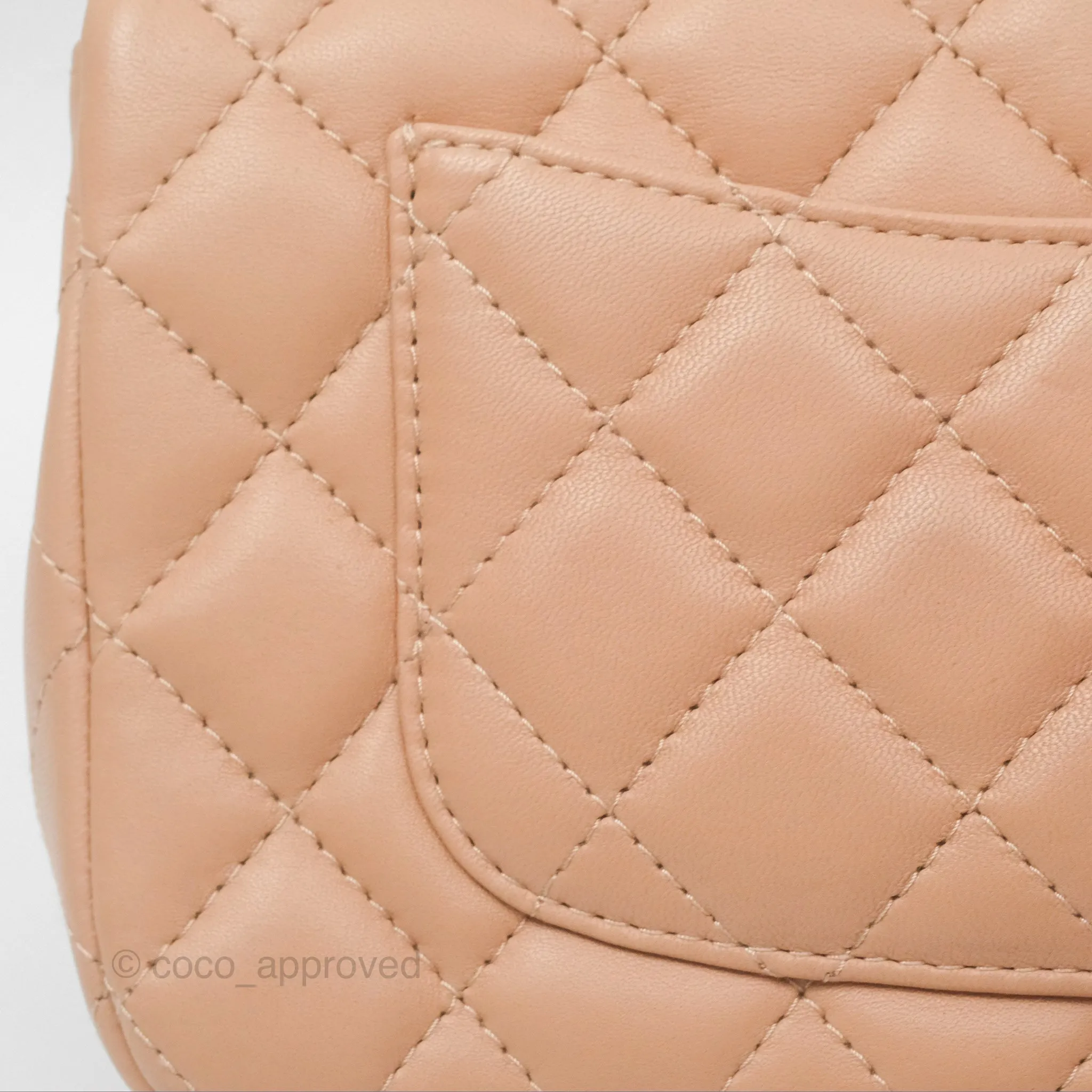 Chanel Mini Rectangular Quilted Beige Lambskin Gold Hardware
