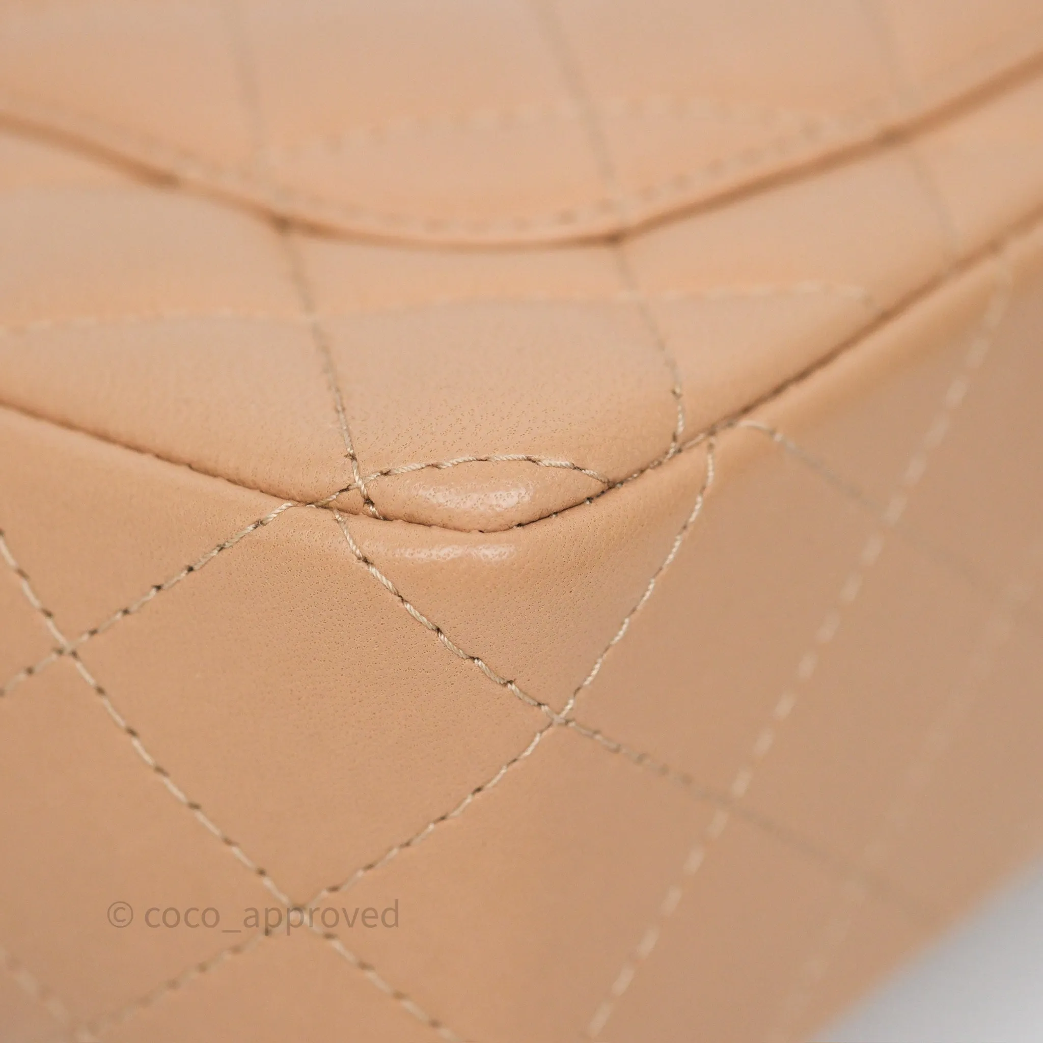Chanel Mini Rectangular Quilted Beige Lambskin Gold Hardware