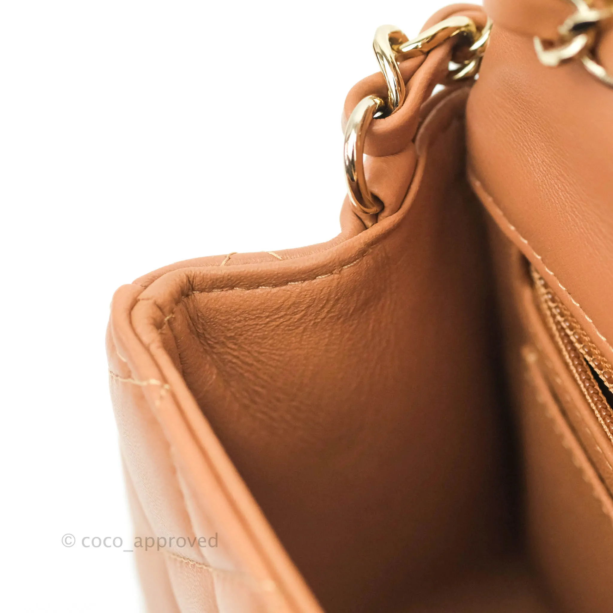 Chanel Mini Rectangular Quilted Caramel Dark Beige Lambskin Gold Hardware 21P