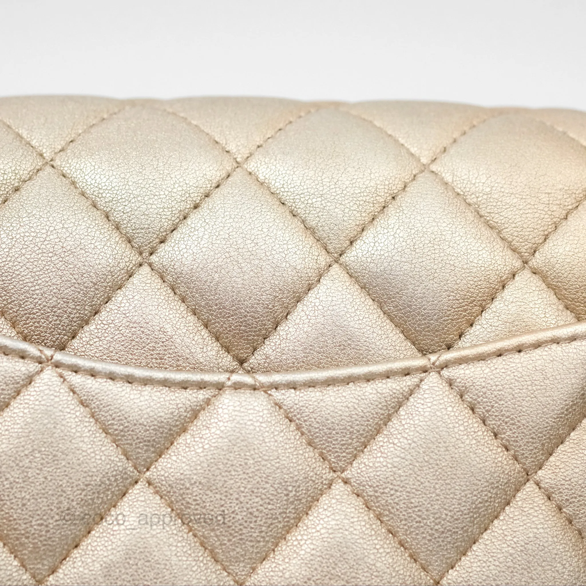 Chanel Mini Rectangular Quilted Iridescent Gold Lambskin Gold Hardware 21P