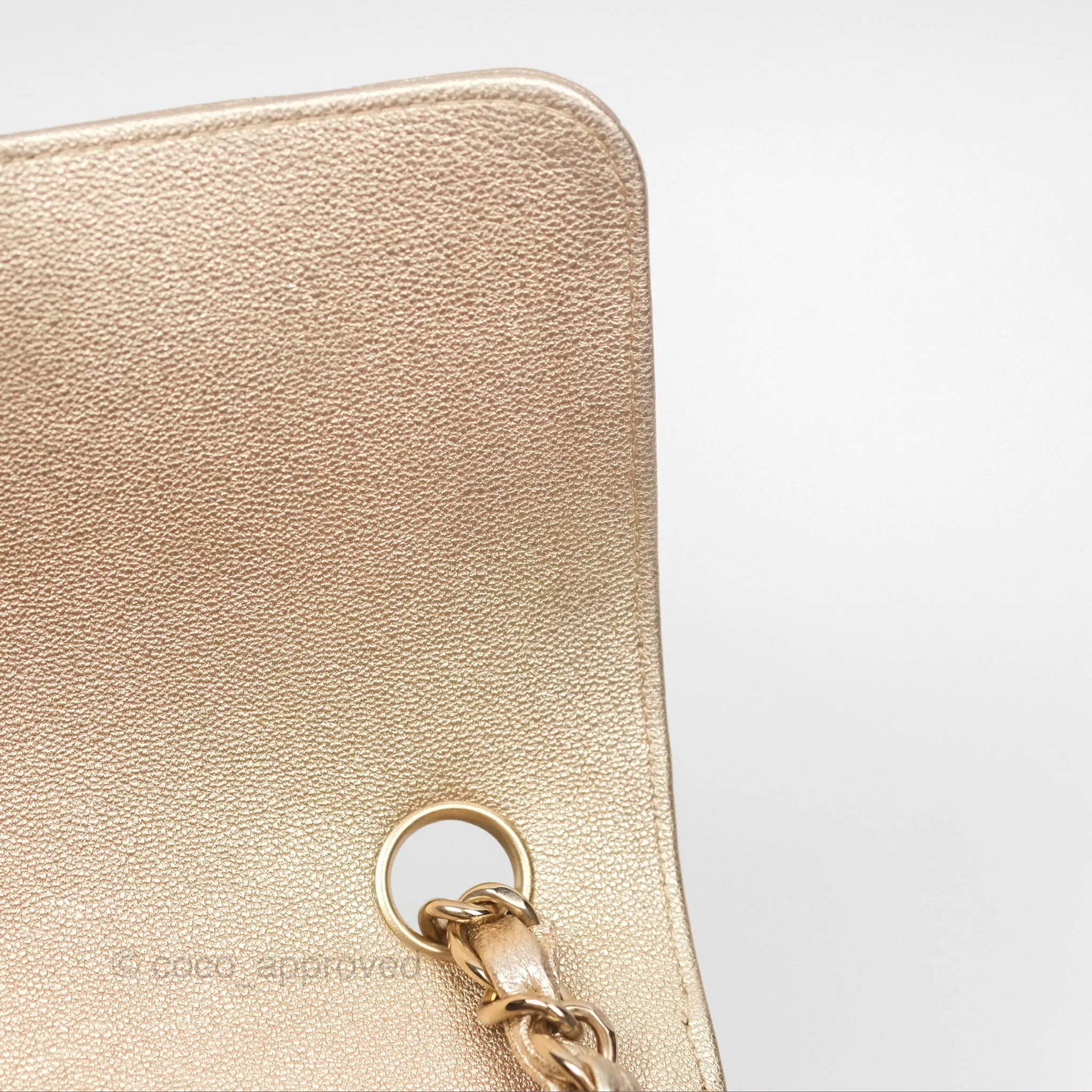 Chanel Mini Rectangular Quilted Iridescent Gold Lambskin Gold Hardware 21P
