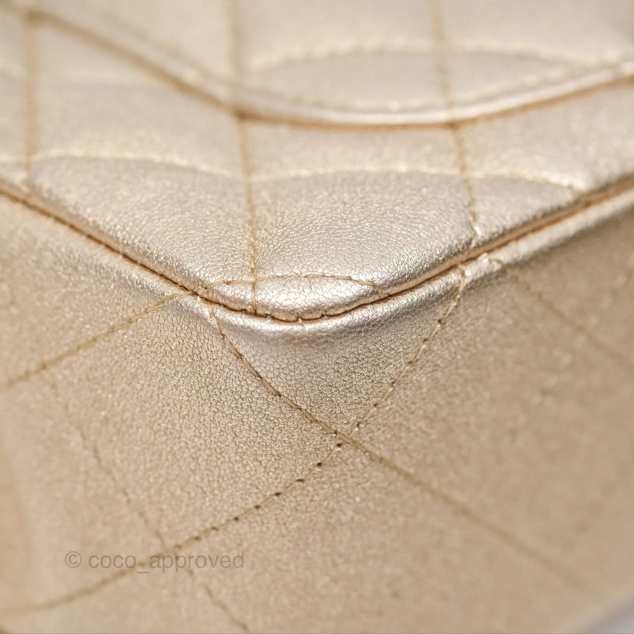 Chanel Mini Rectangular Quilted Iridescent Gold Lambskin Gold Hardware 21P