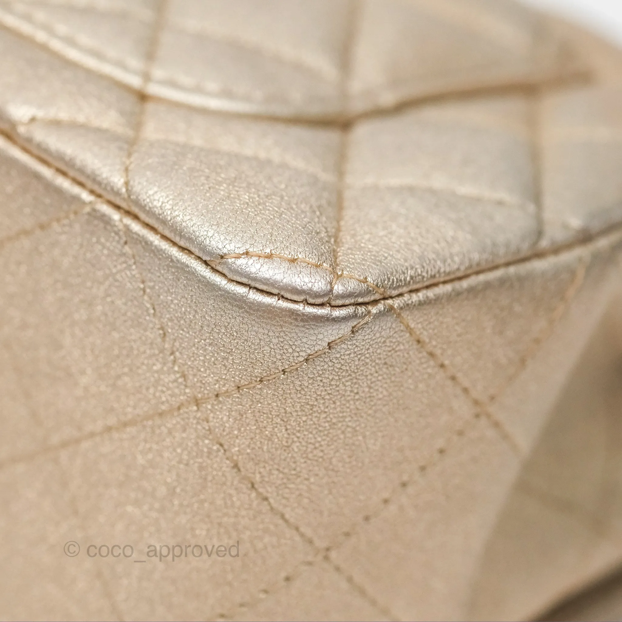 Chanel Mini Rectangular Quilted Iridescent Gold Lambskin Gold Hardware 21P