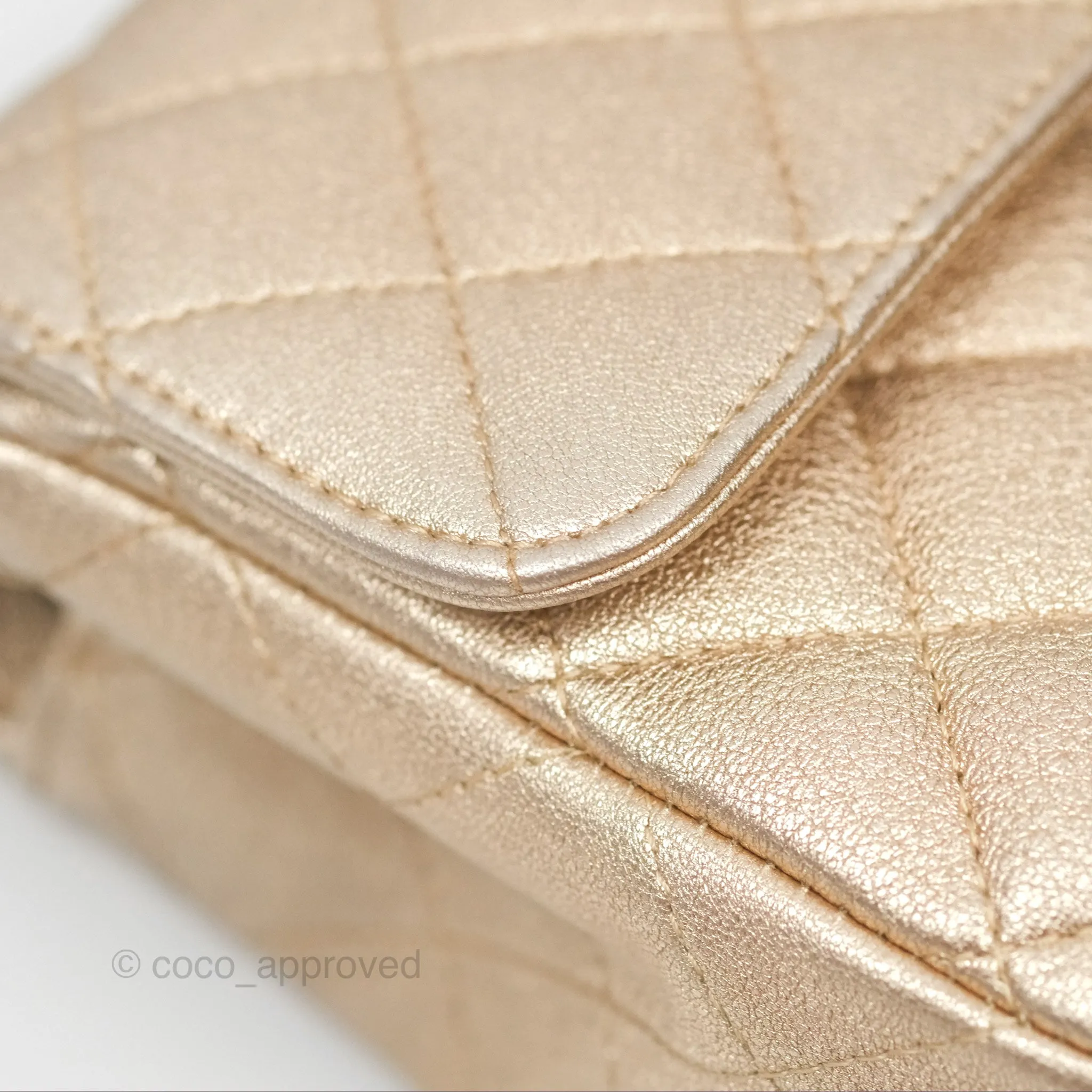 Chanel Mini Rectangular Quilted Iridescent Gold Lambskin Gold Hardware 21P