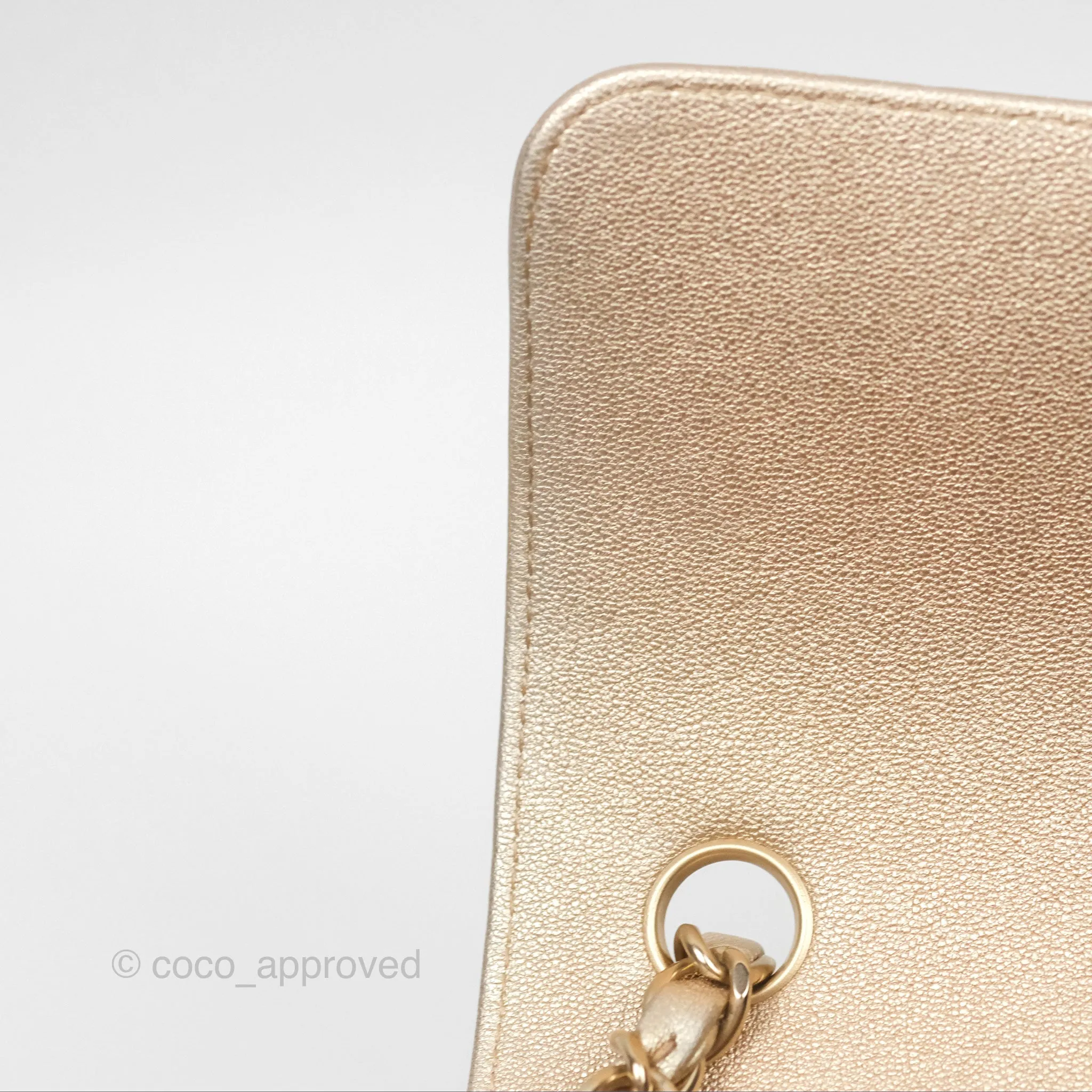 Chanel Mini Rectangular Quilted Iridescent Gold Lambskin Gold Hardware 21P