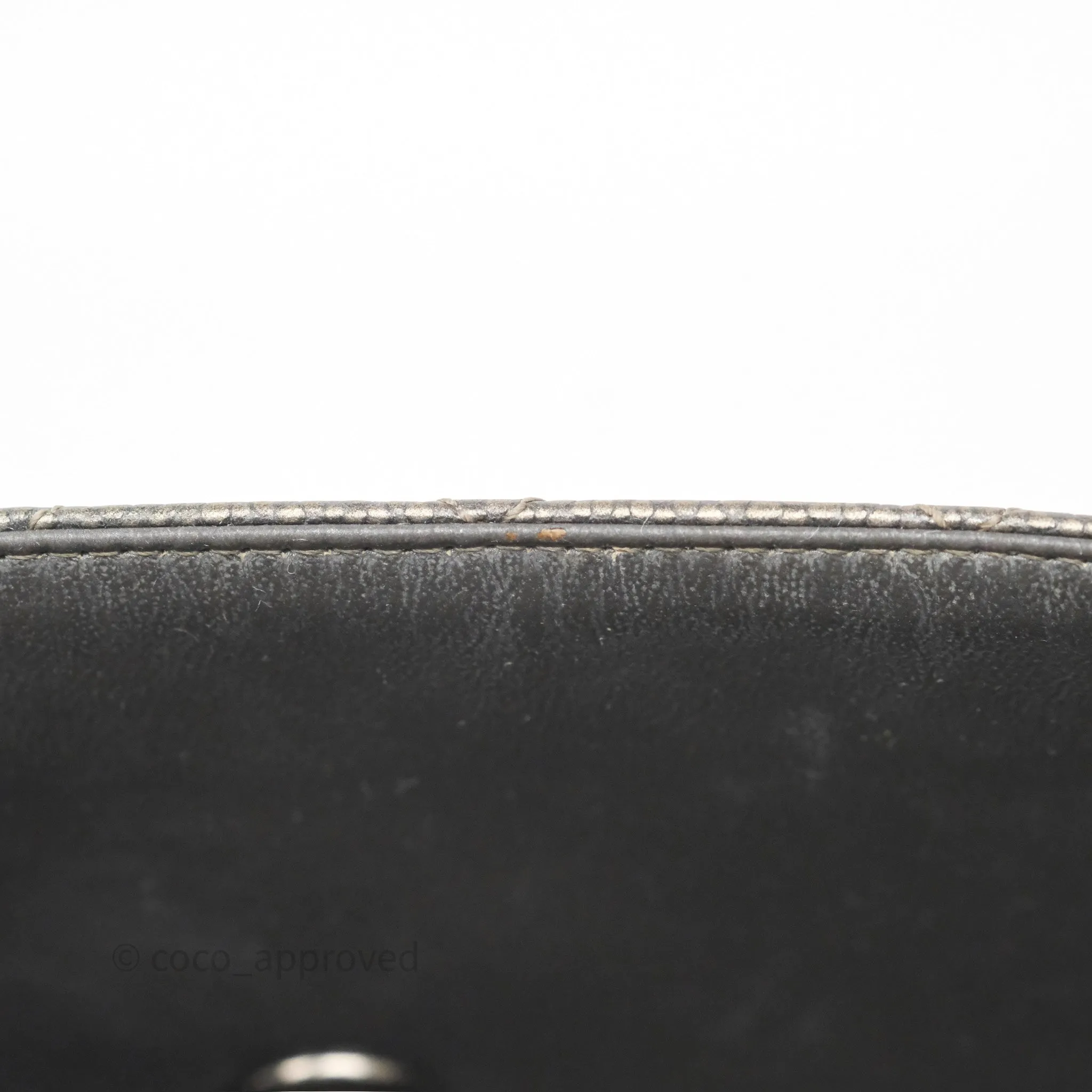 Chanel Mini Rectangular Quilted Metallic Grey Caviar Ruthenium Hardware