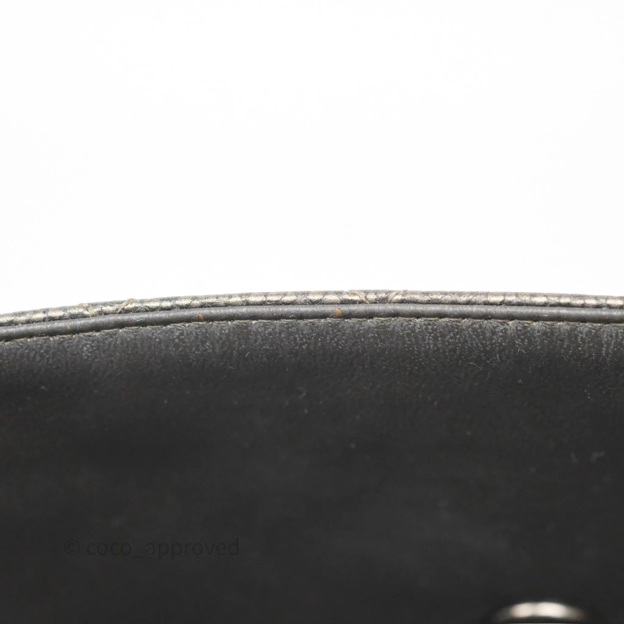 Chanel Mini Rectangular Quilted Metallic Grey Caviar Ruthenium Hardware