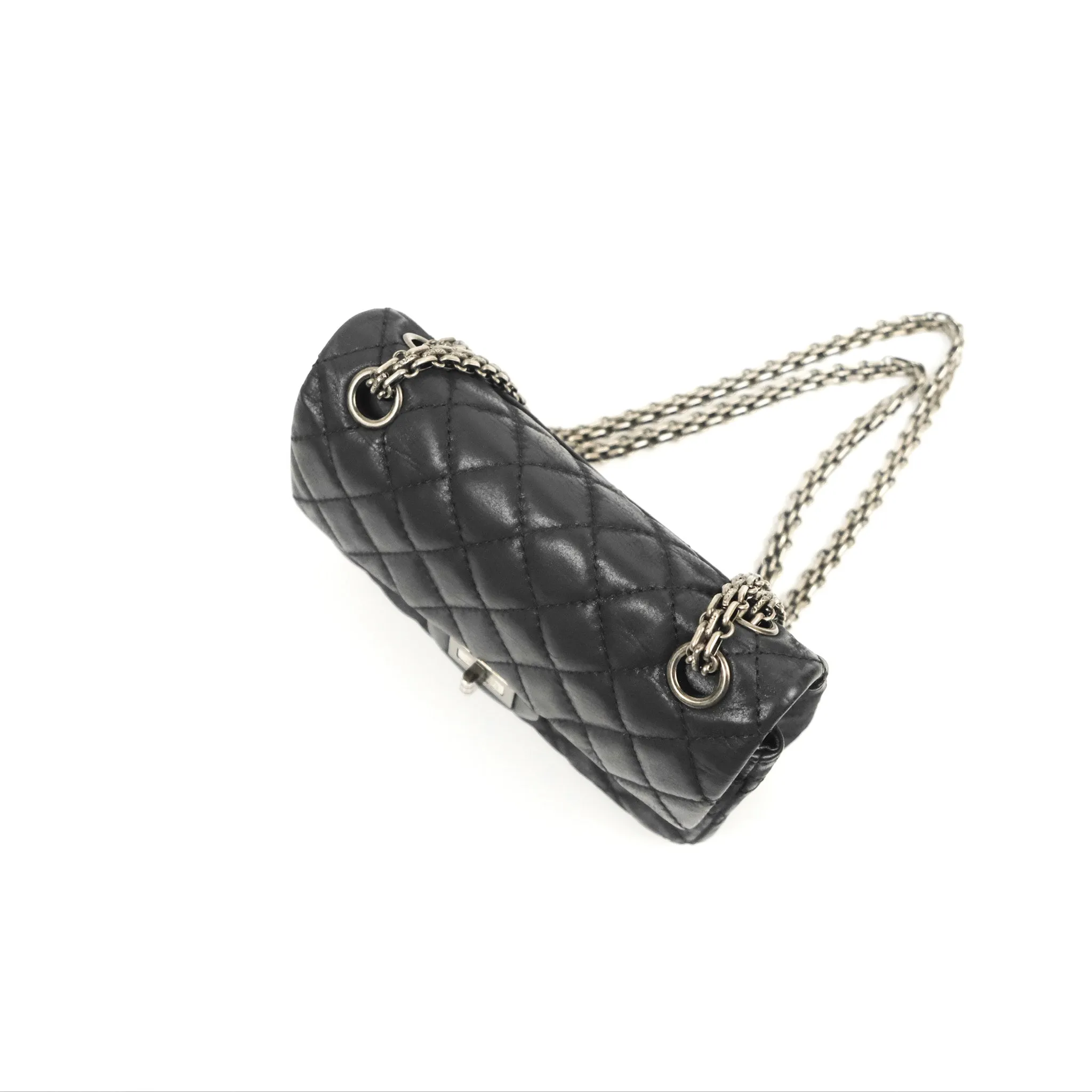 Chanel Mini Reissue 224 Double Flap Black Iridescent Calfskin Ruthenium Hardware