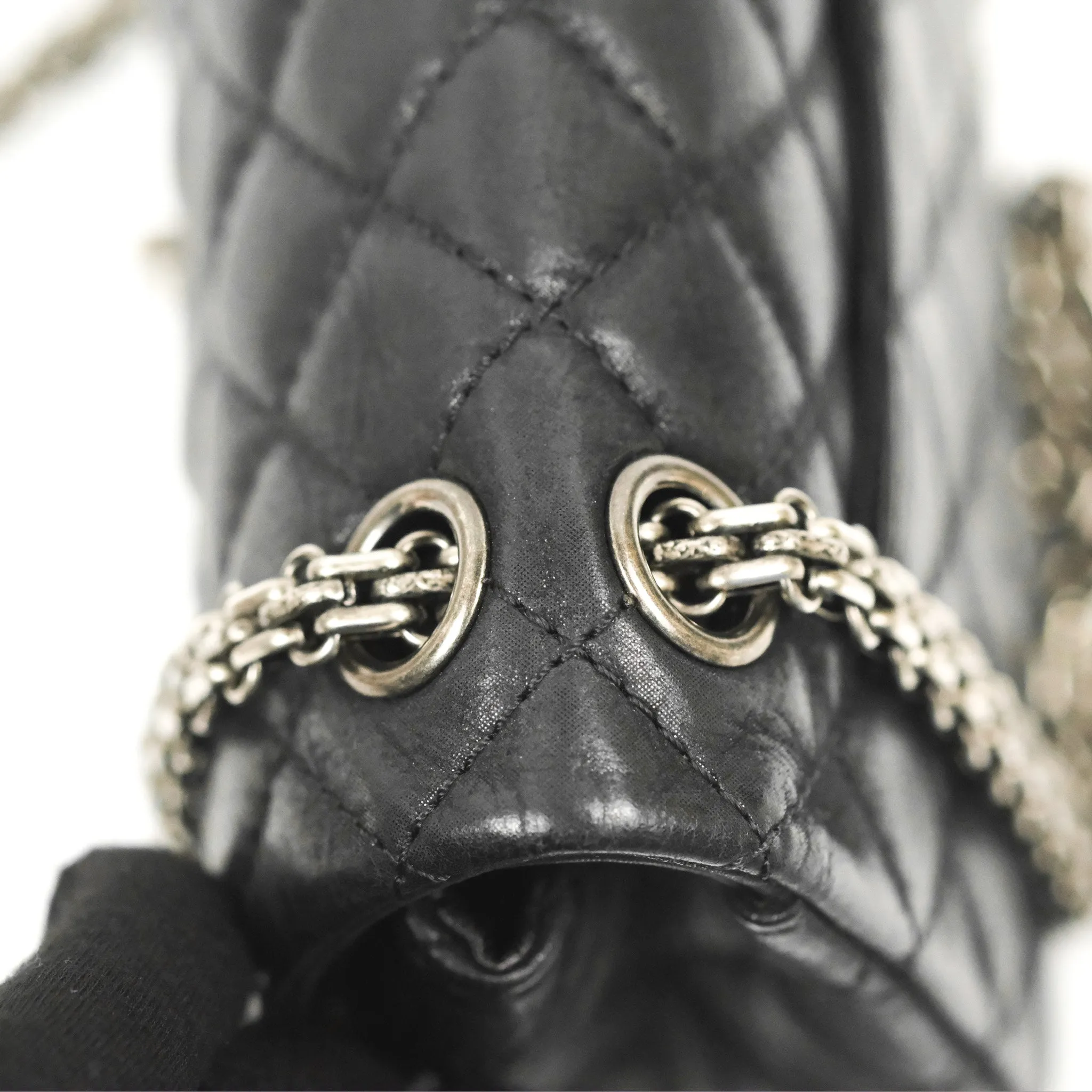 Chanel Mini Reissue 224 Double Flap Black Iridescent Calfskin Ruthenium Hardware