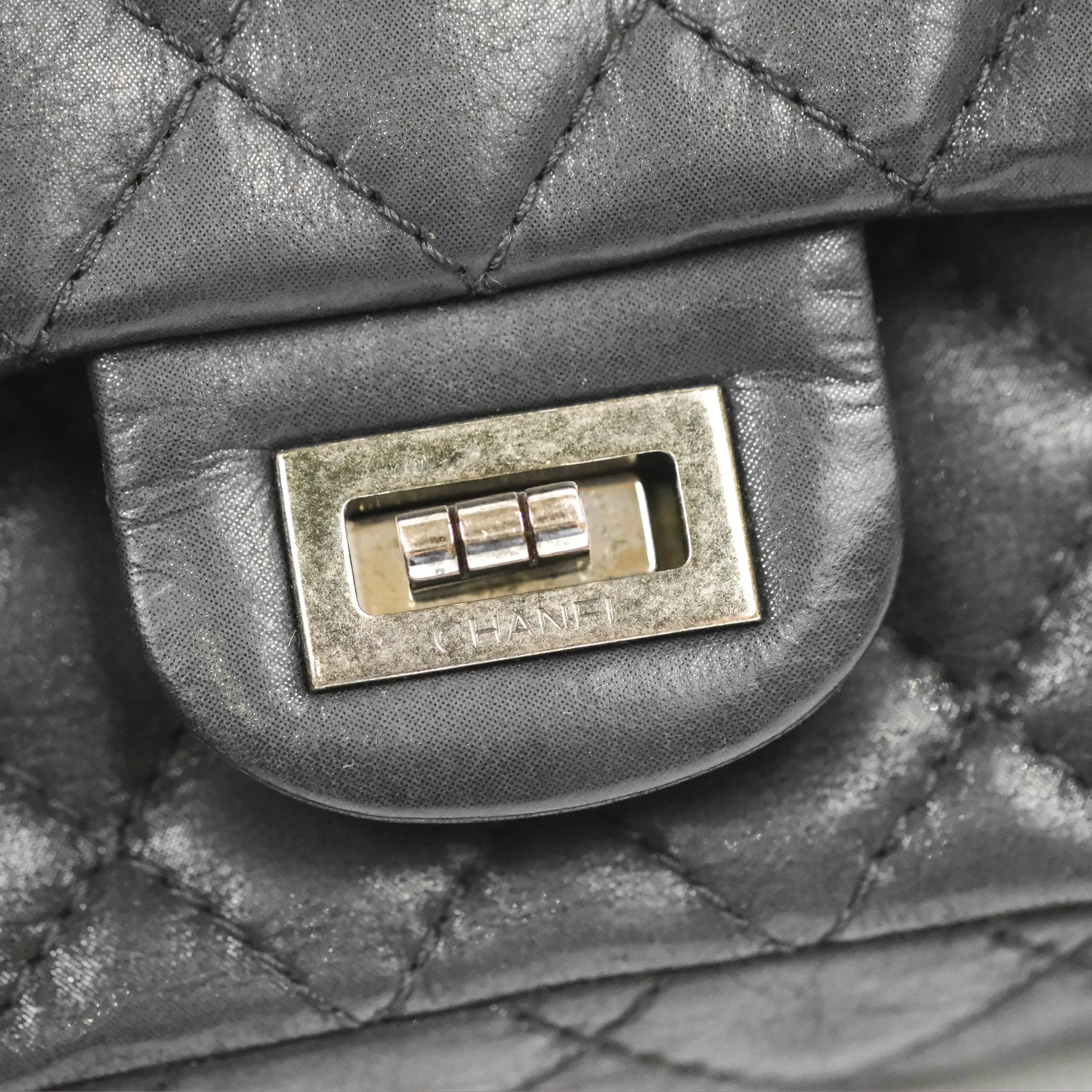 Chanel Mini Reissue 224 Double Flap Black Iridescent Calfskin Ruthenium Hardware