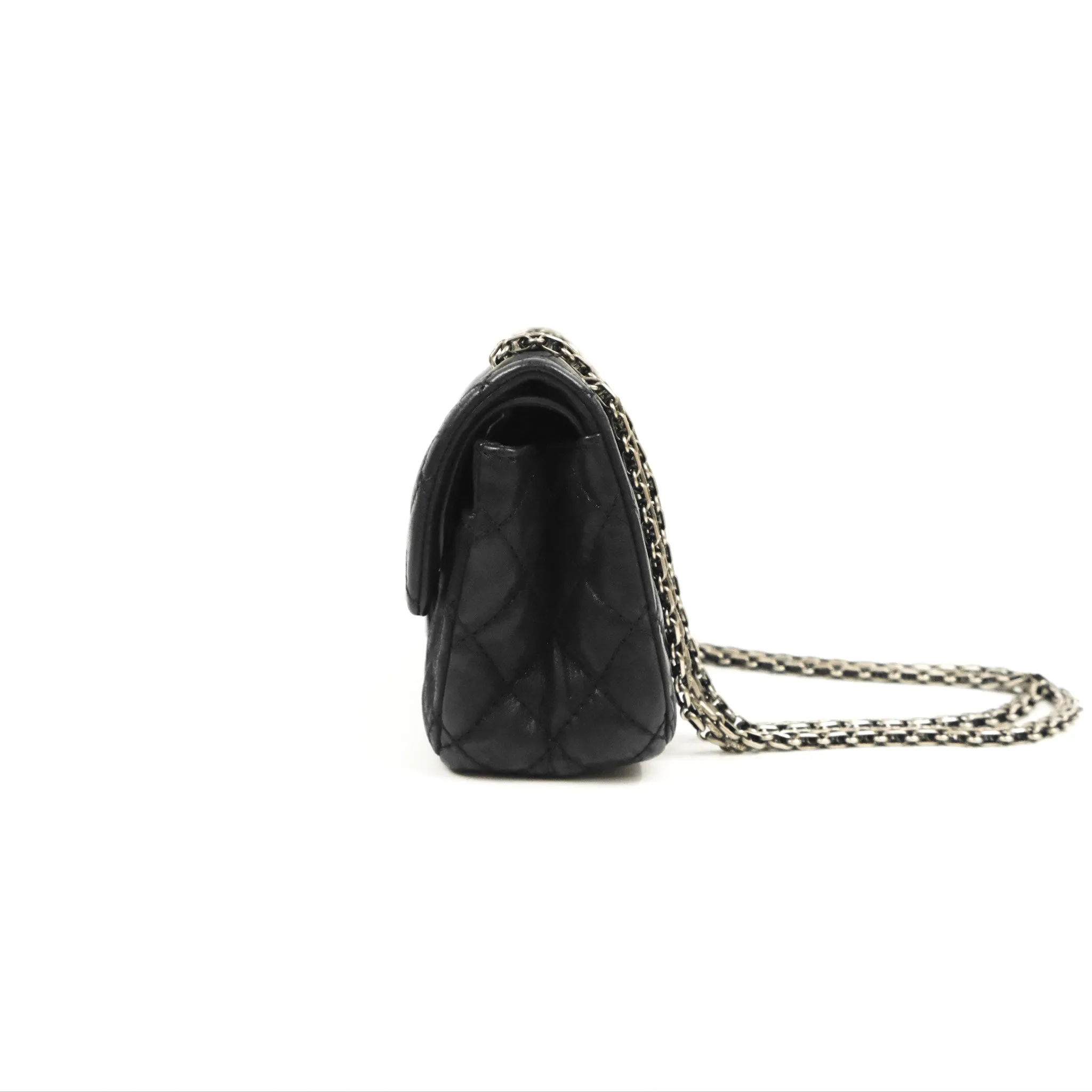 Chanel Mini Reissue 224 Double Flap Black Iridescent Calfskin Ruthenium Hardware