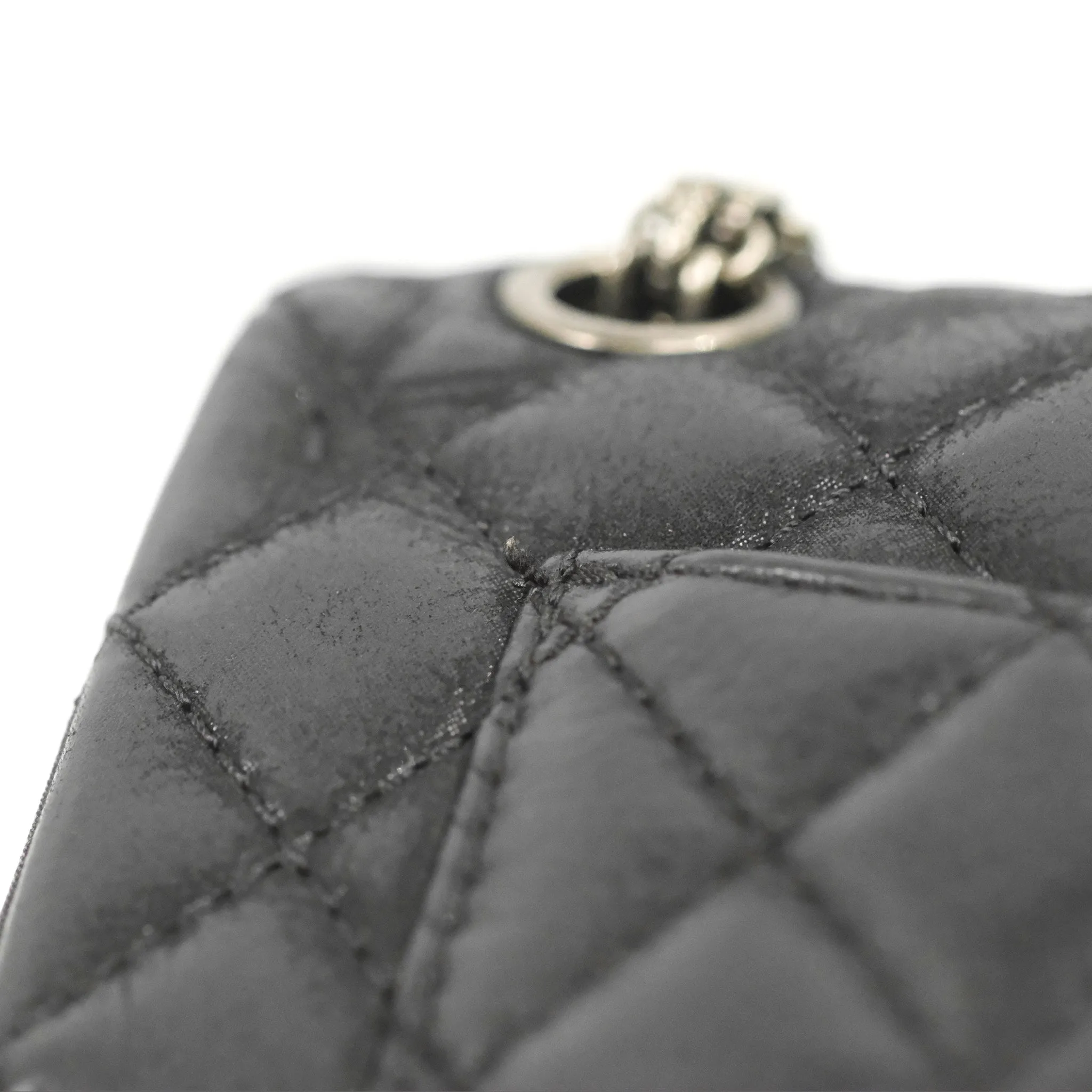 Chanel Mini Reissue 224 Double Flap Black Iridescent Calfskin Ruthenium Hardware