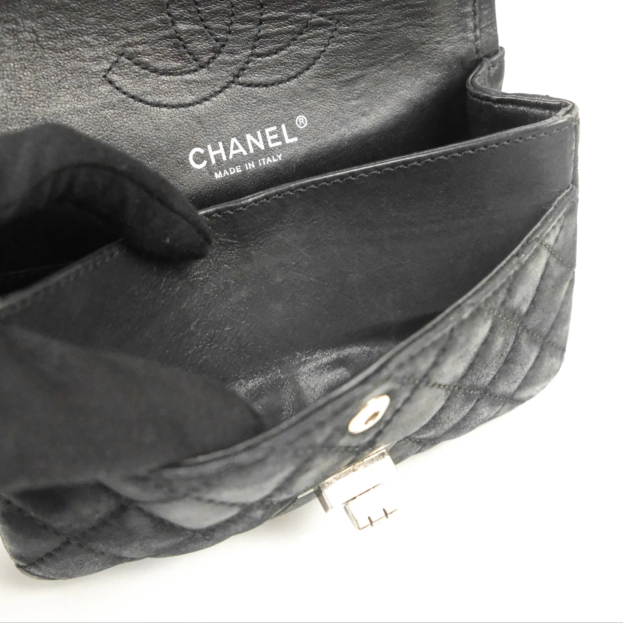 Chanel Mini Reissue 224 Double Flap Black Iridescent Calfskin Ruthenium Hardware