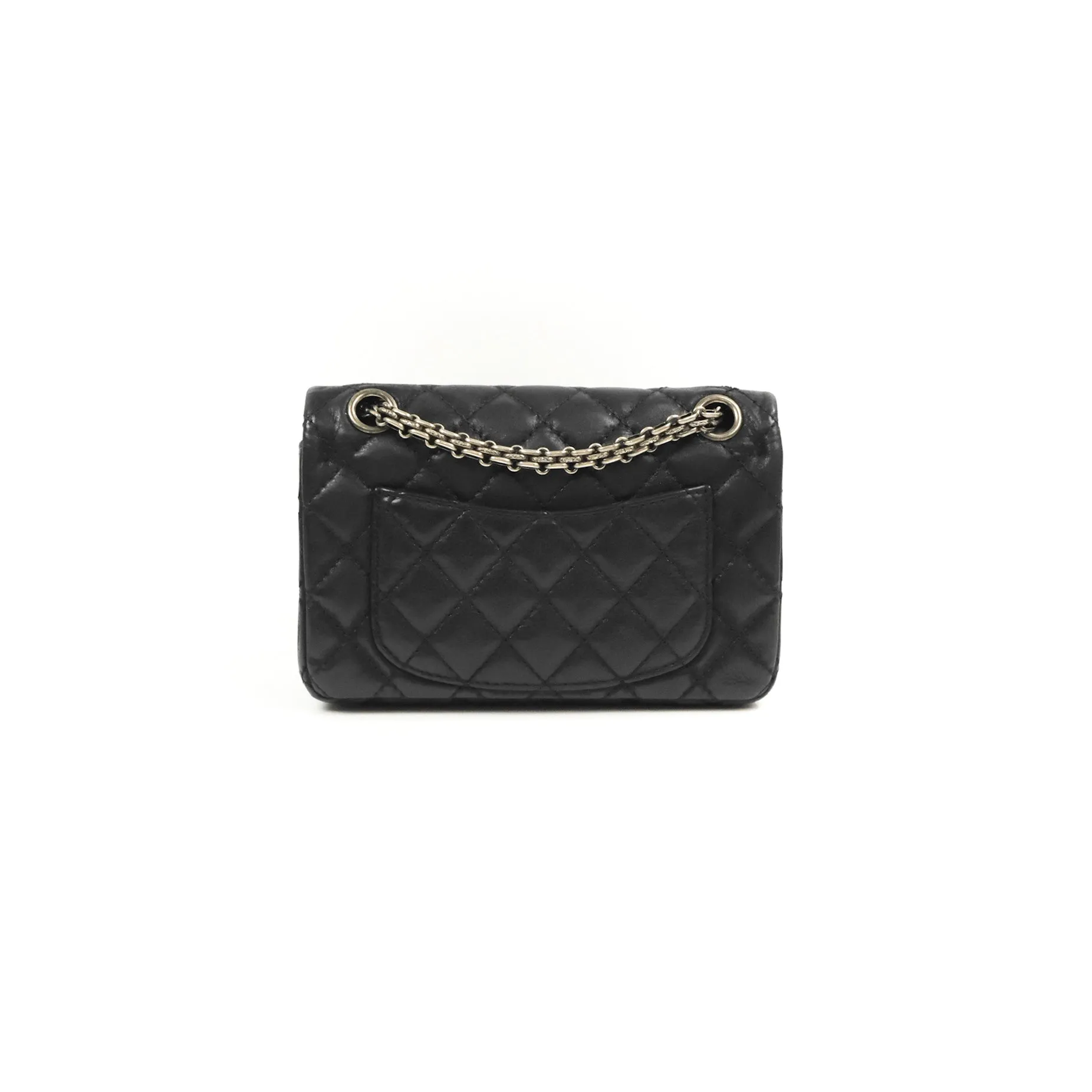 Chanel Mini Reissue 224 Double Flap Black Iridescent Calfskin Ruthenium Hardware