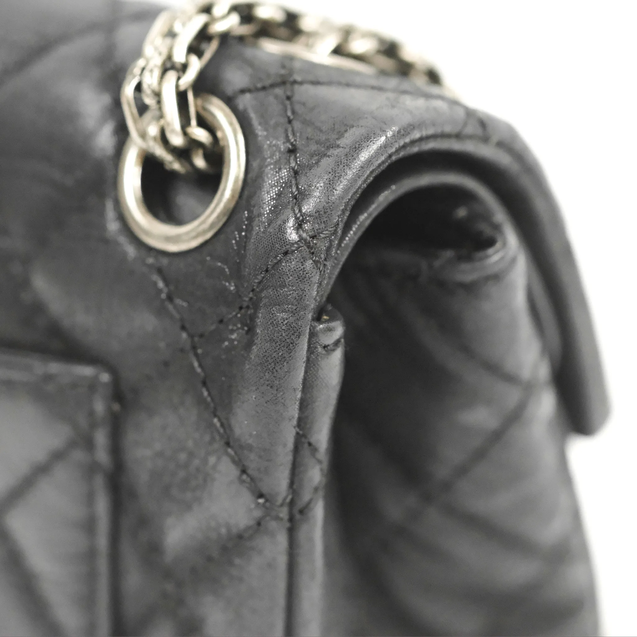Chanel Mini Reissue 224 Double Flap Black Iridescent Calfskin Ruthenium Hardware
