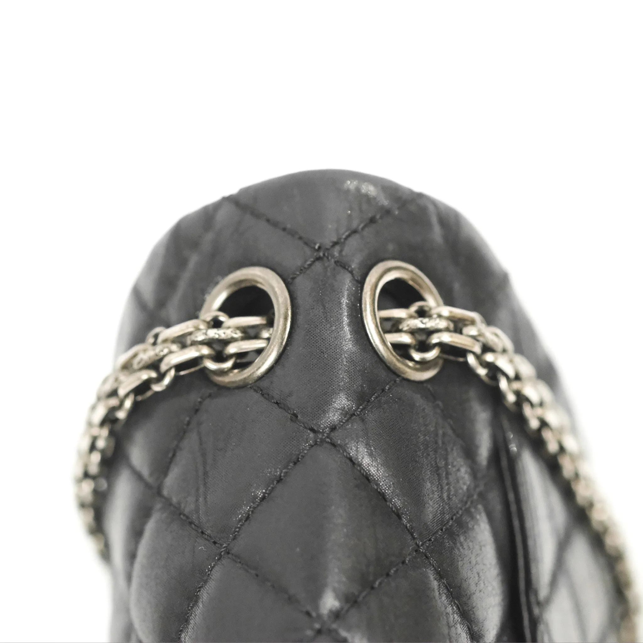 Chanel Mini Reissue 224 Double Flap Black Iridescent Calfskin Ruthenium Hardware