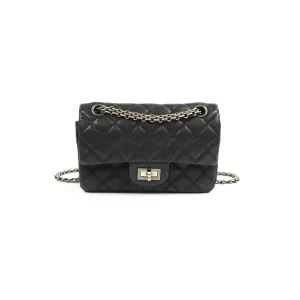 Chanel Mini Reissue 224 Double Flap Black Iridescent Calfskin Ruthenium Hardware