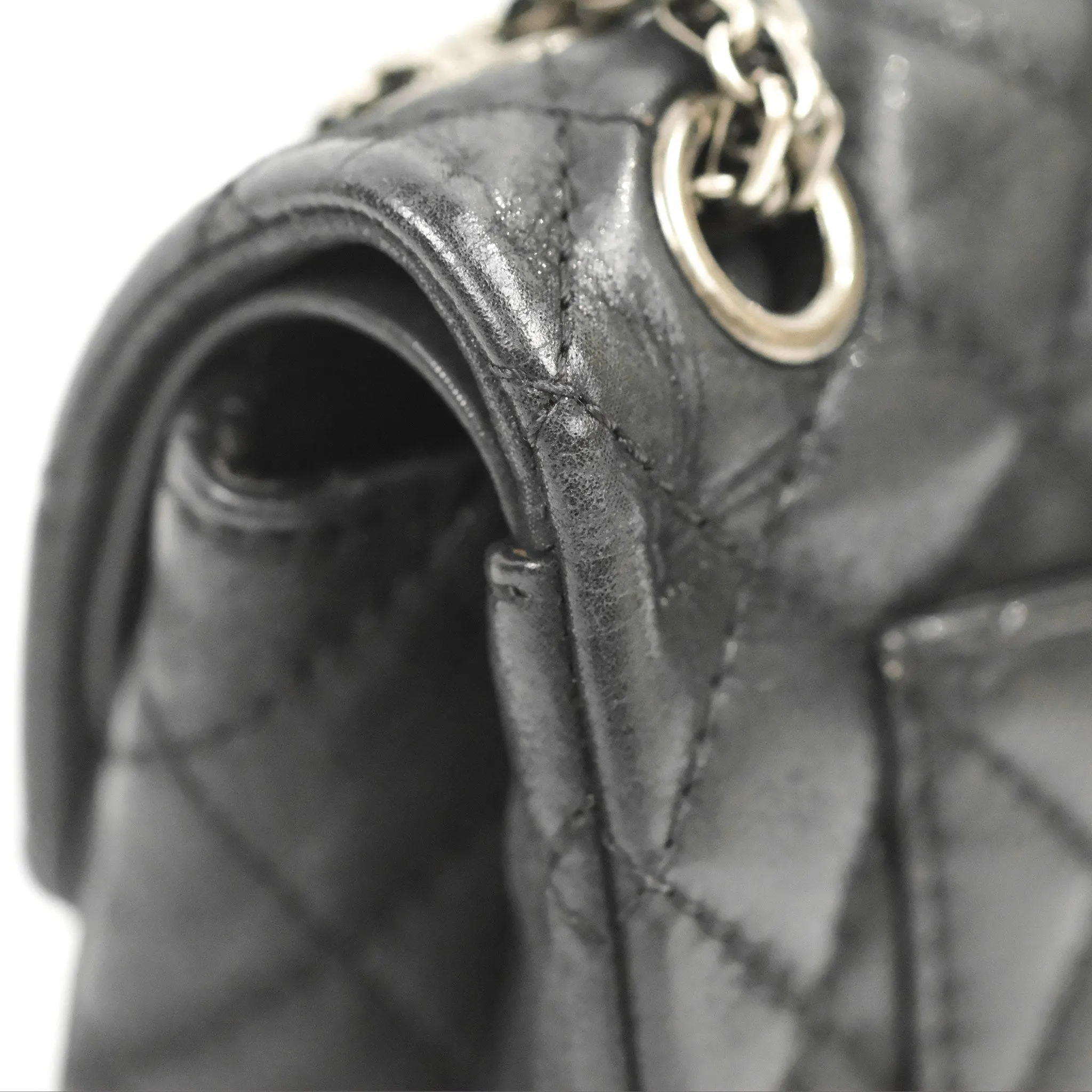 Chanel Mini Reissue 224 Double Flap Black Iridescent Calfskin Ruthenium Hardware