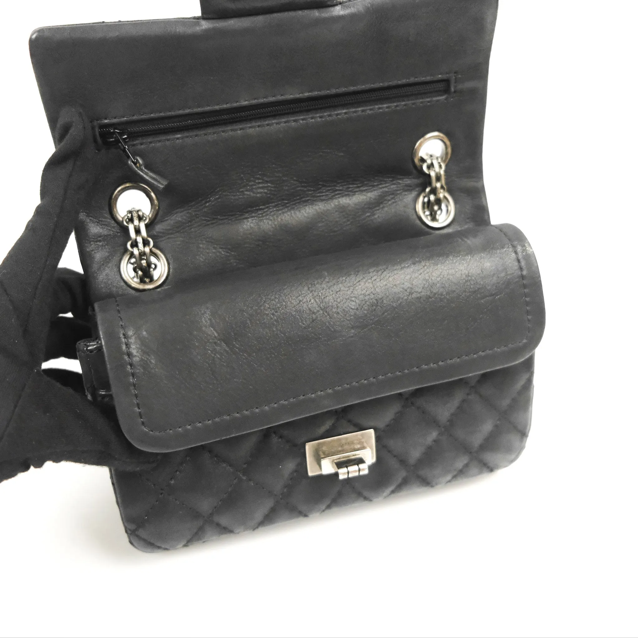 Chanel Mini Reissue 224 Double Flap Black Iridescent Calfskin Ruthenium Hardware