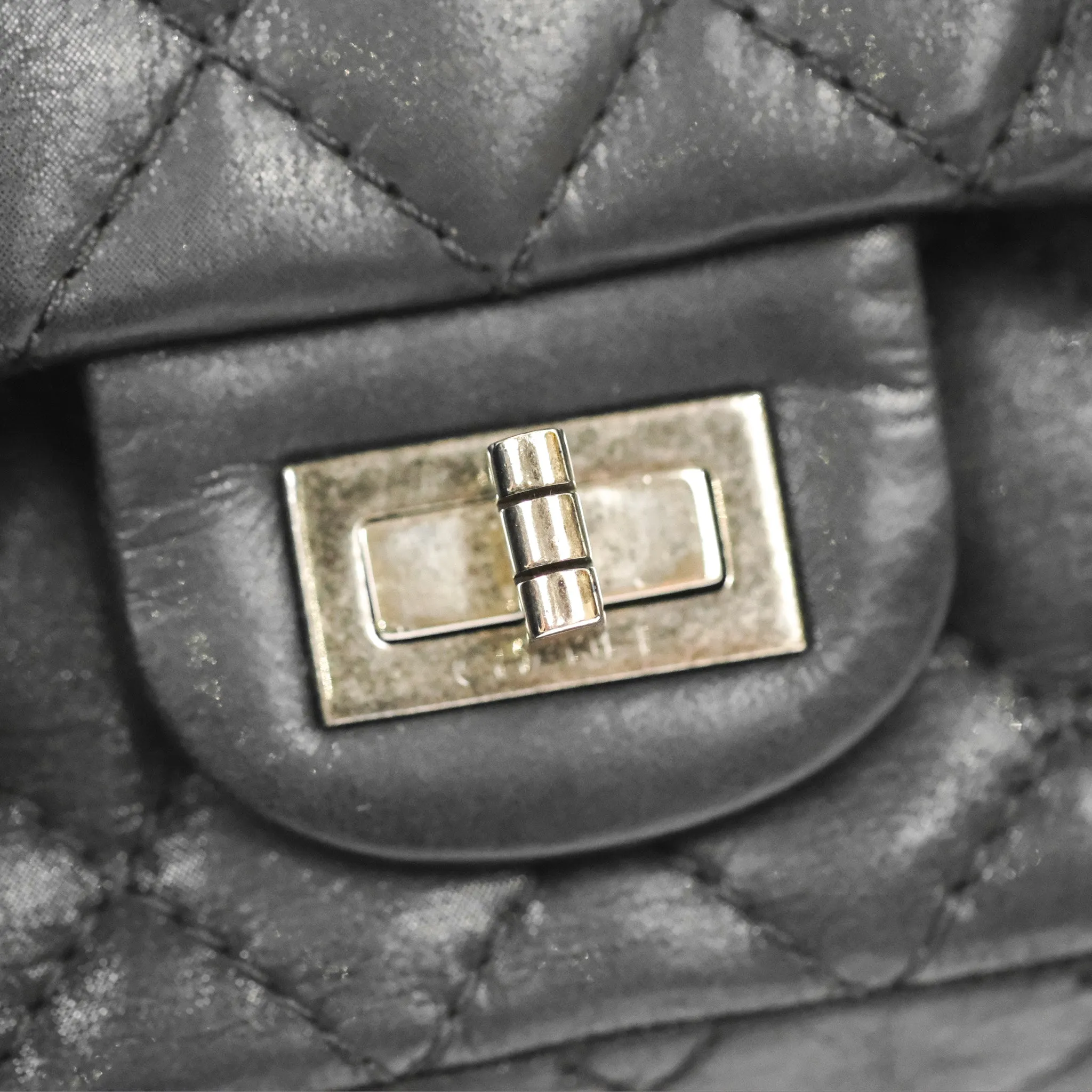 Chanel Mini Reissue 224 Double Flap Black Iridescent Calfskin Ruthenium Hardware