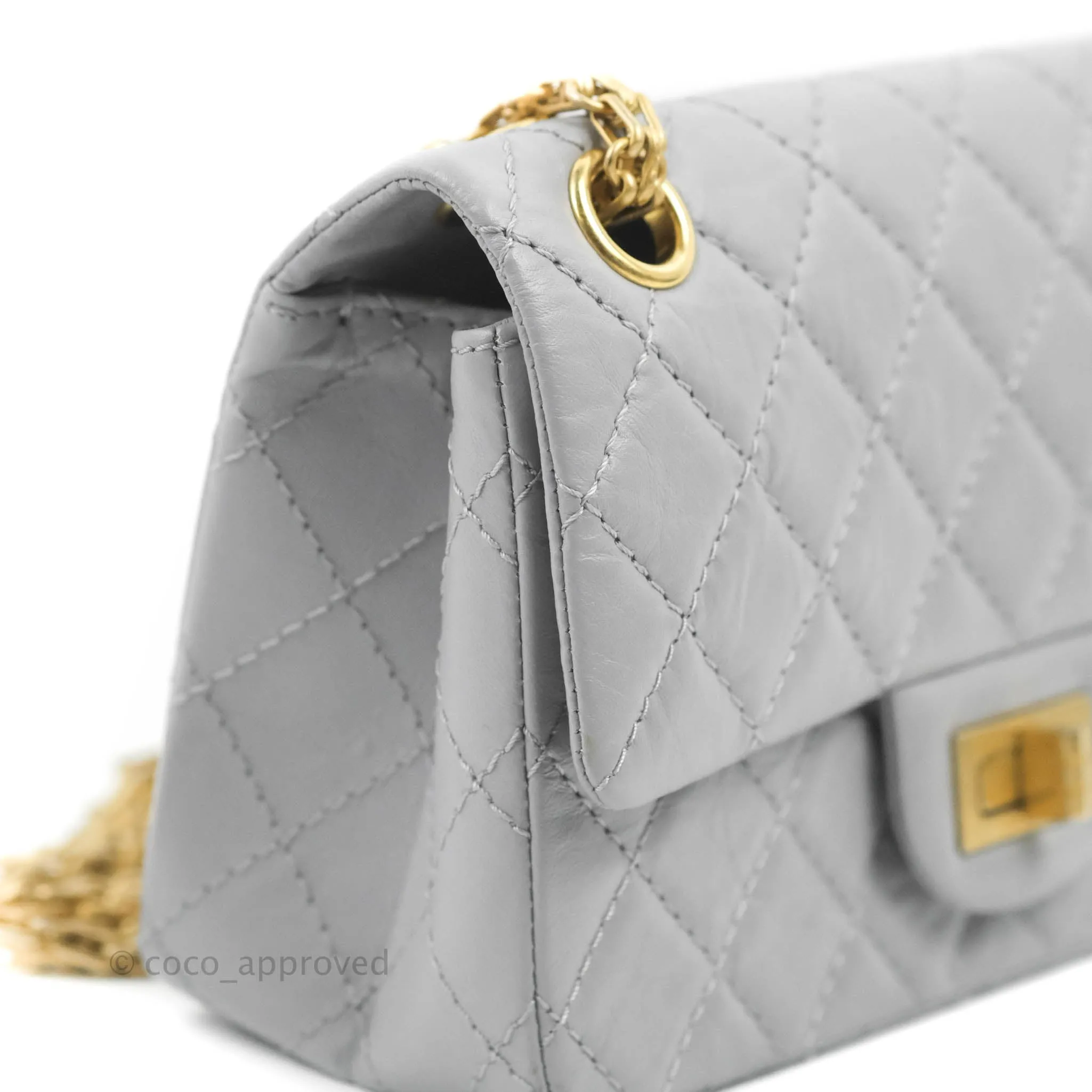 Chanel Mini Reissue 224 Grey Aged Calfskin Aged Gold Hardware