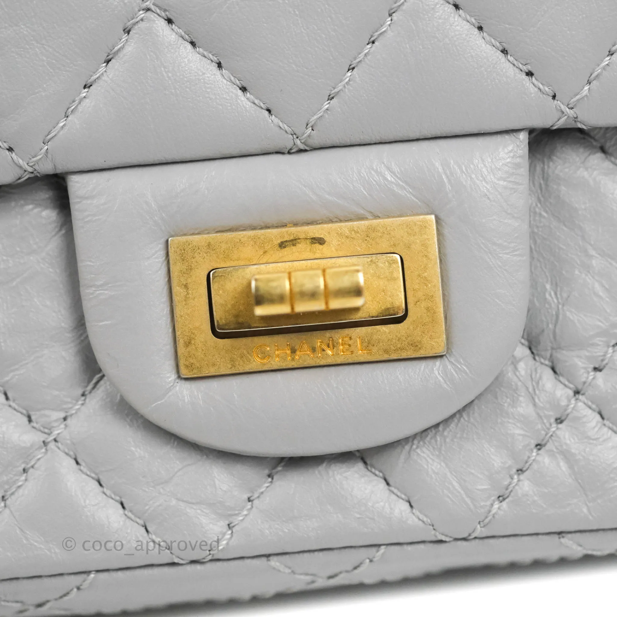 Chanel Mini Reissue 224 Grey Aged Calfskin Aged Gold Hardware
