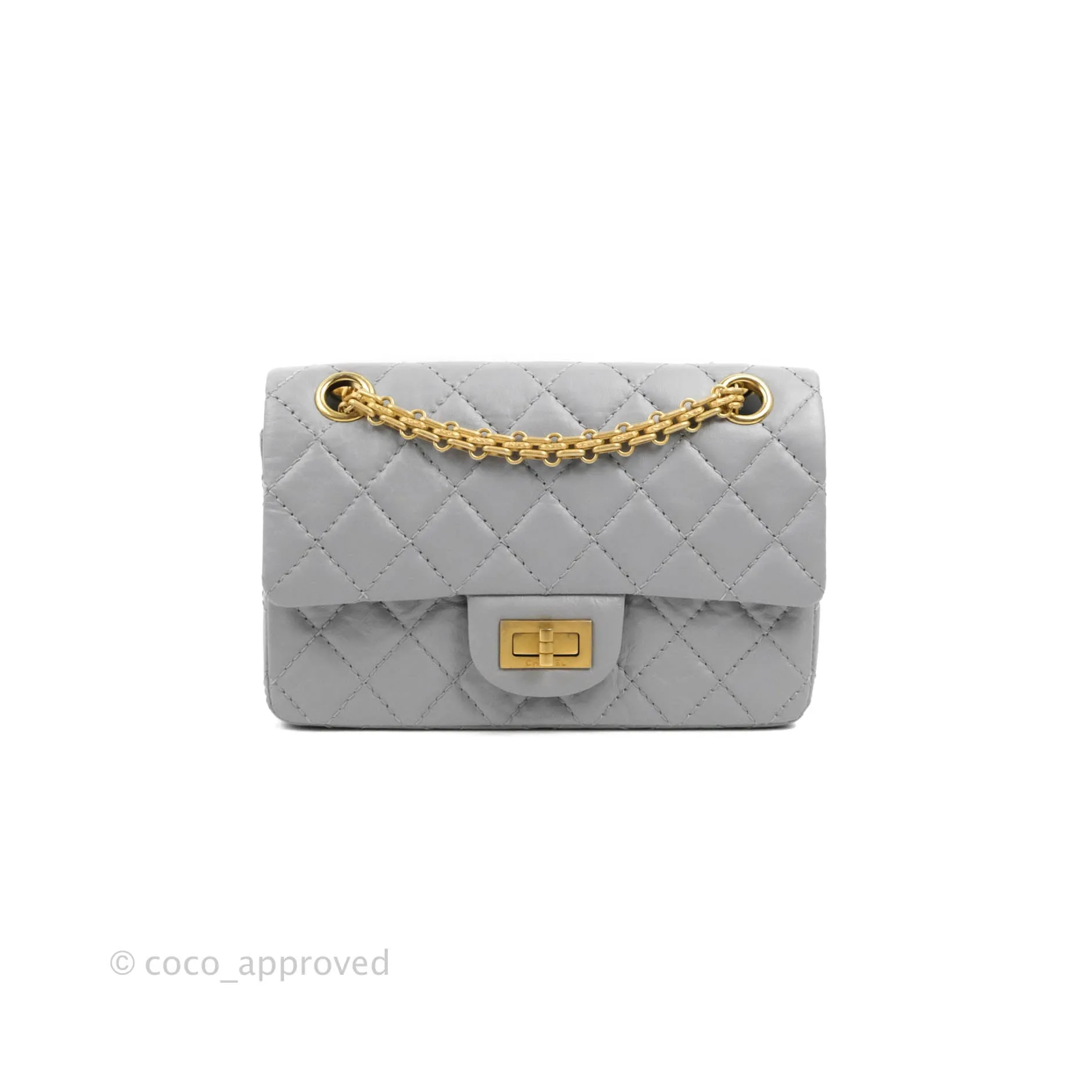 Chanel Mini Reissue 224 Grey Aged Calfskin Aged Gold Hardware