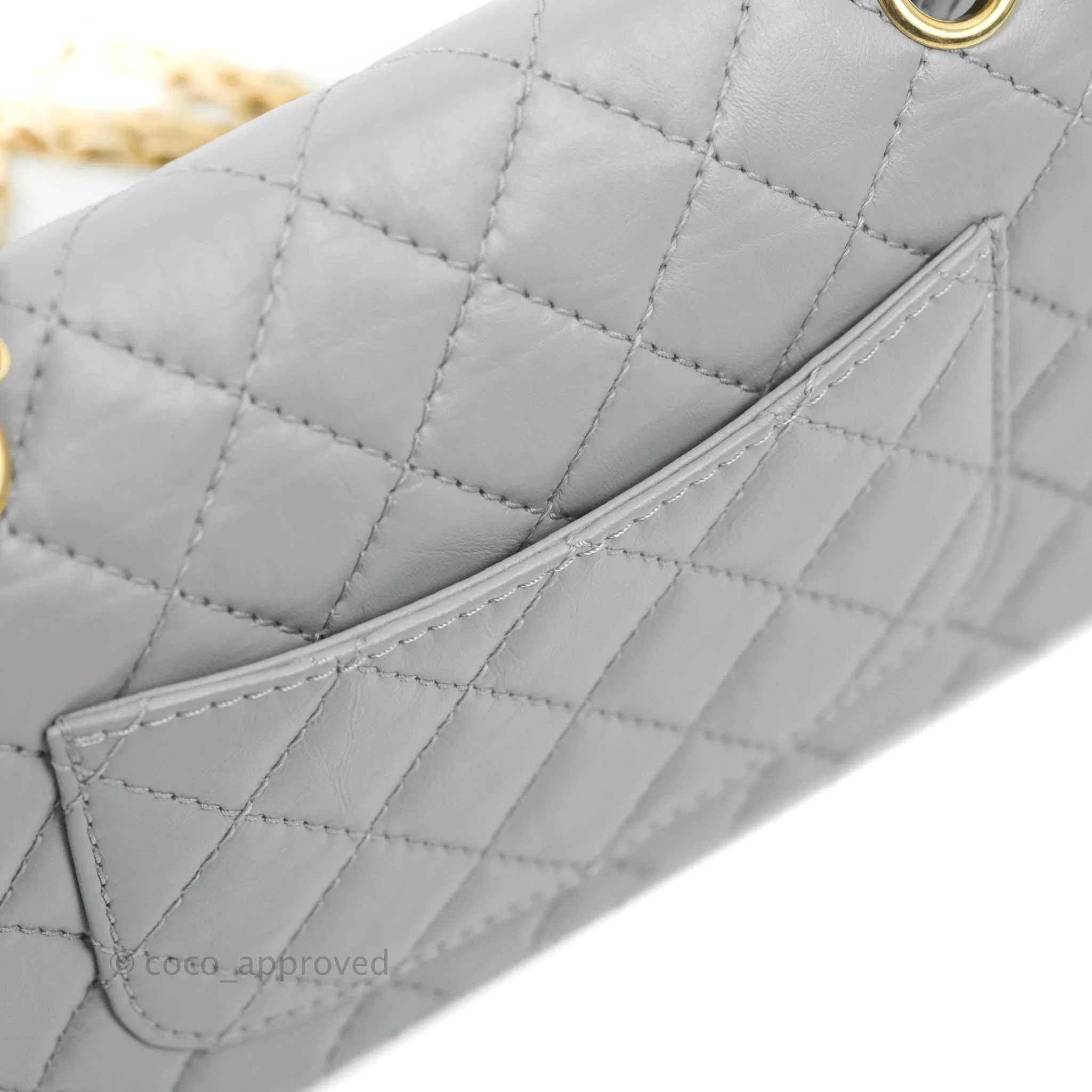 Chanel Mini Reissue 224 Grey Aged Calfskin Aged Gold Hardware