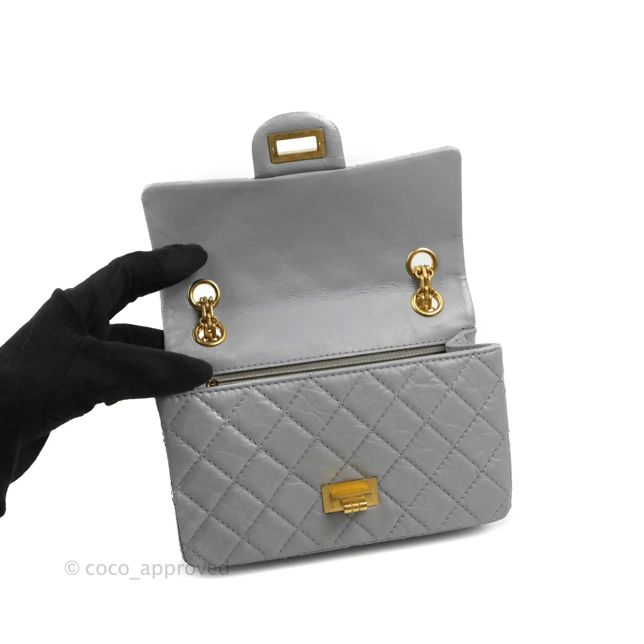 Chanel Mini Reissue 224 Grey Aged Calfskin Aged Gold Hardware