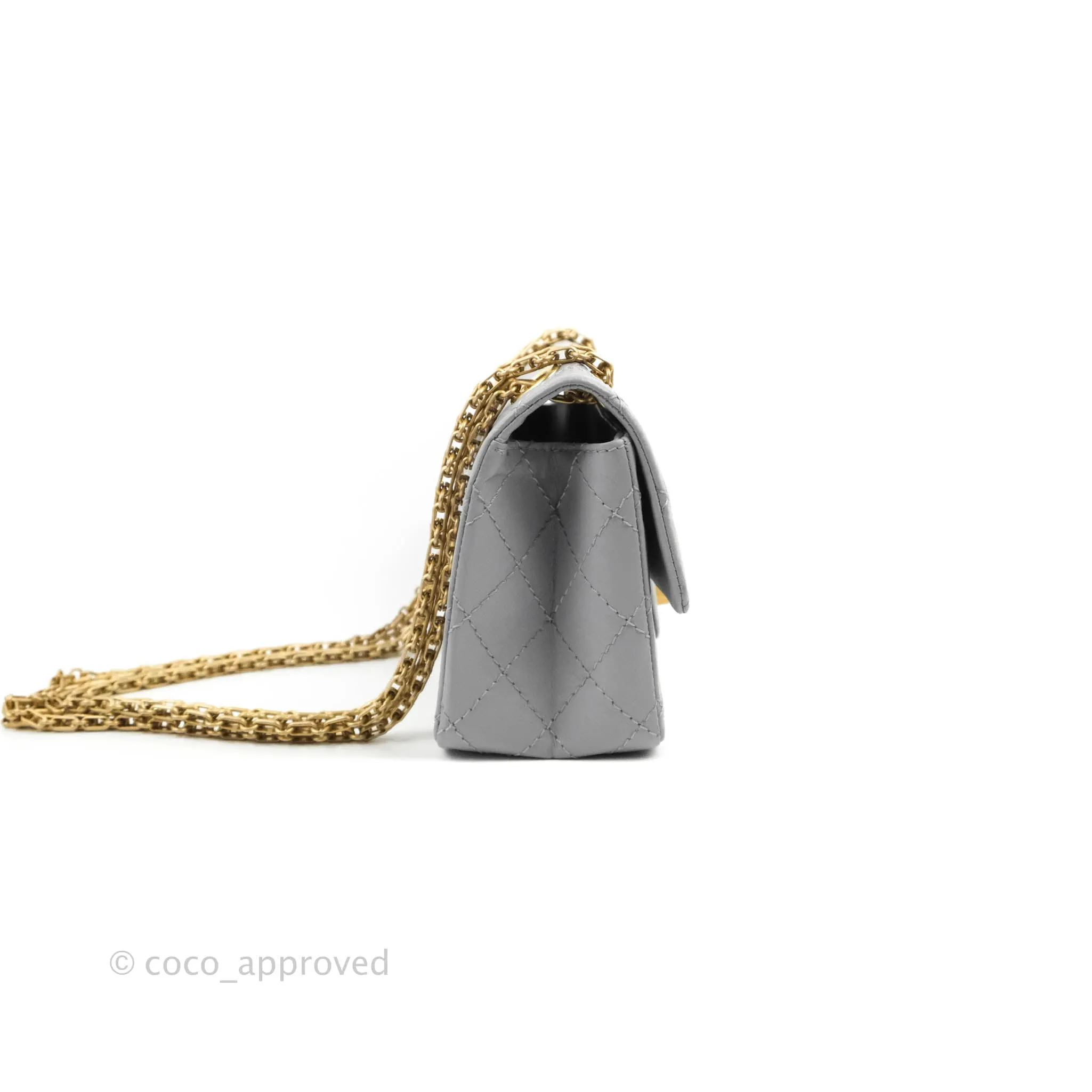 Chanel Mini Reissue 224 Grey Aged Calfskin Aged Gold Hardware