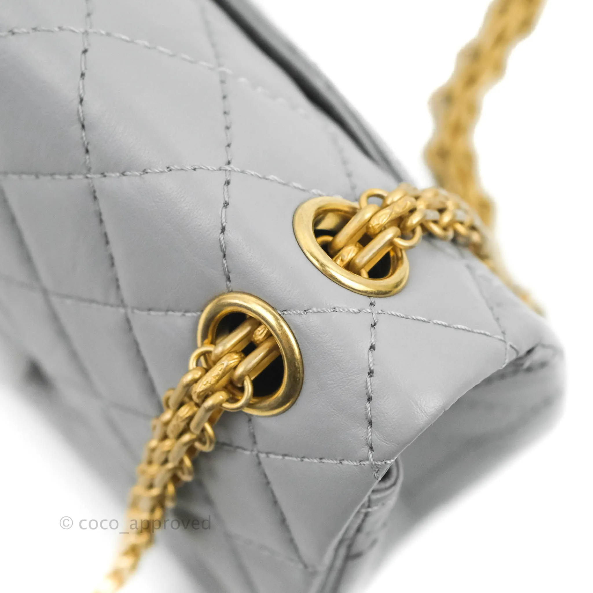 Chanel Mini Reissue 224 Grey Aged Calfskin Aged Gold Hardware