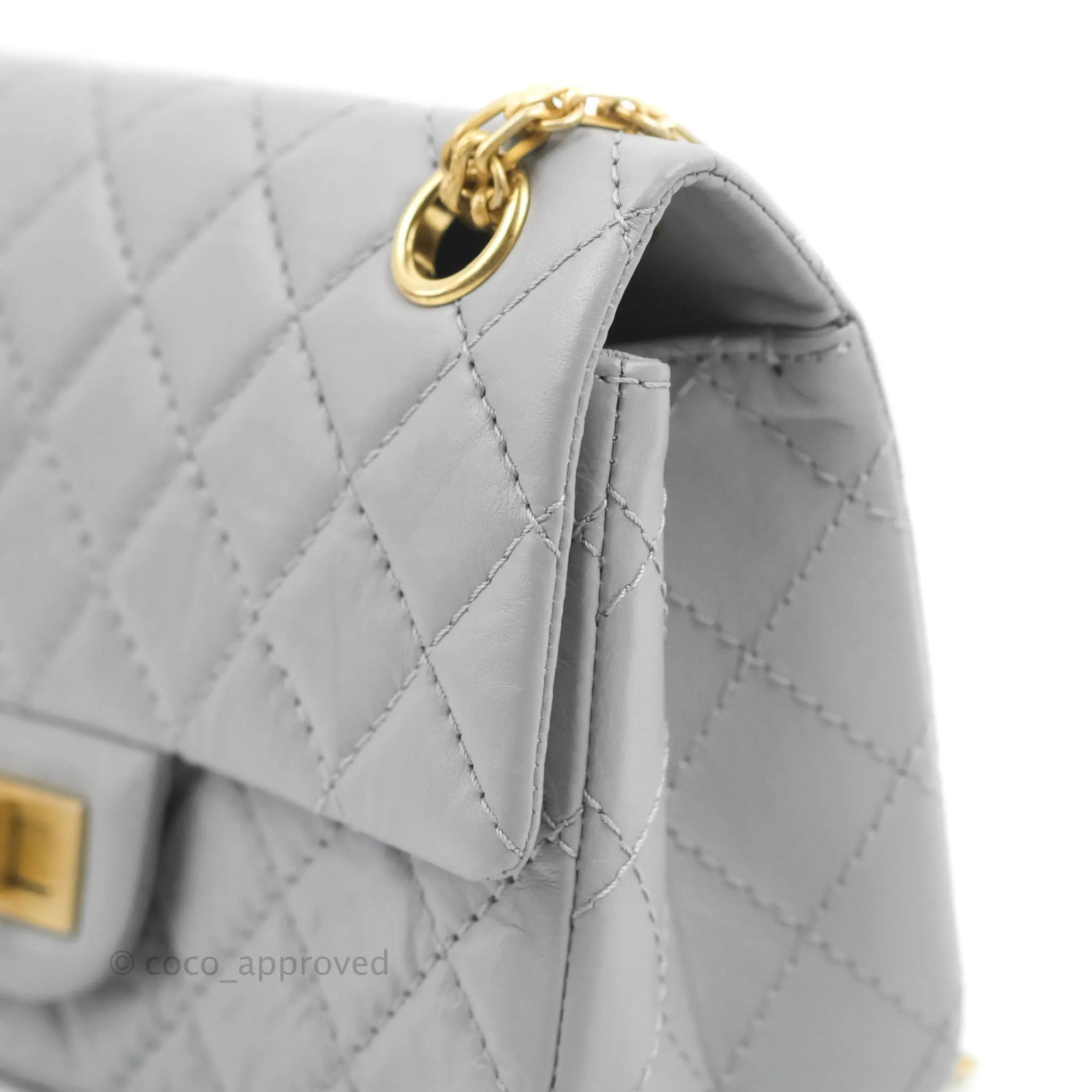 Chanel Mini Reissue 224 Grey Aged Calfskin Aged Gold Hardware