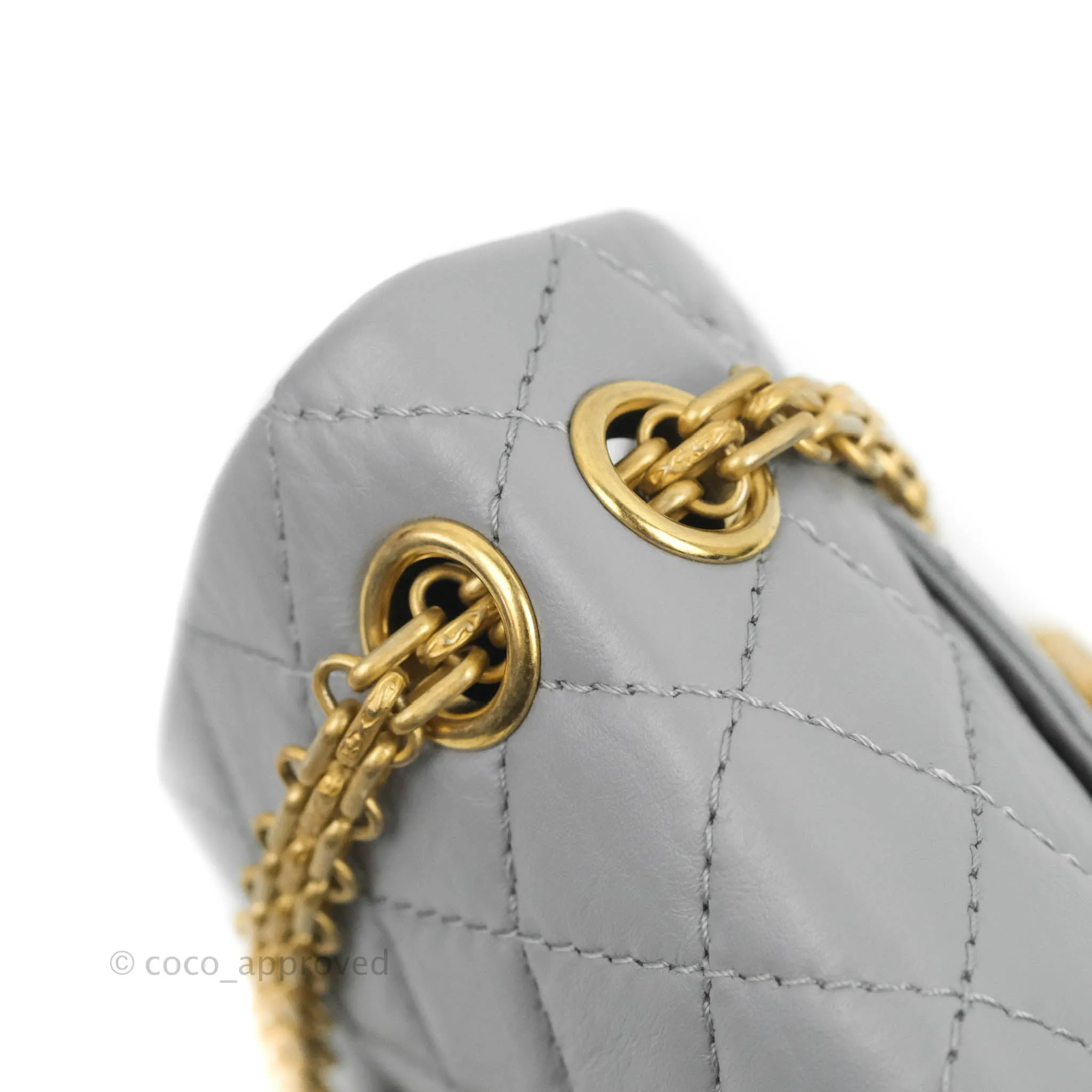 Chanel Mini Reissue 224 Grey Aged Calfskin Aged Gold Hardware