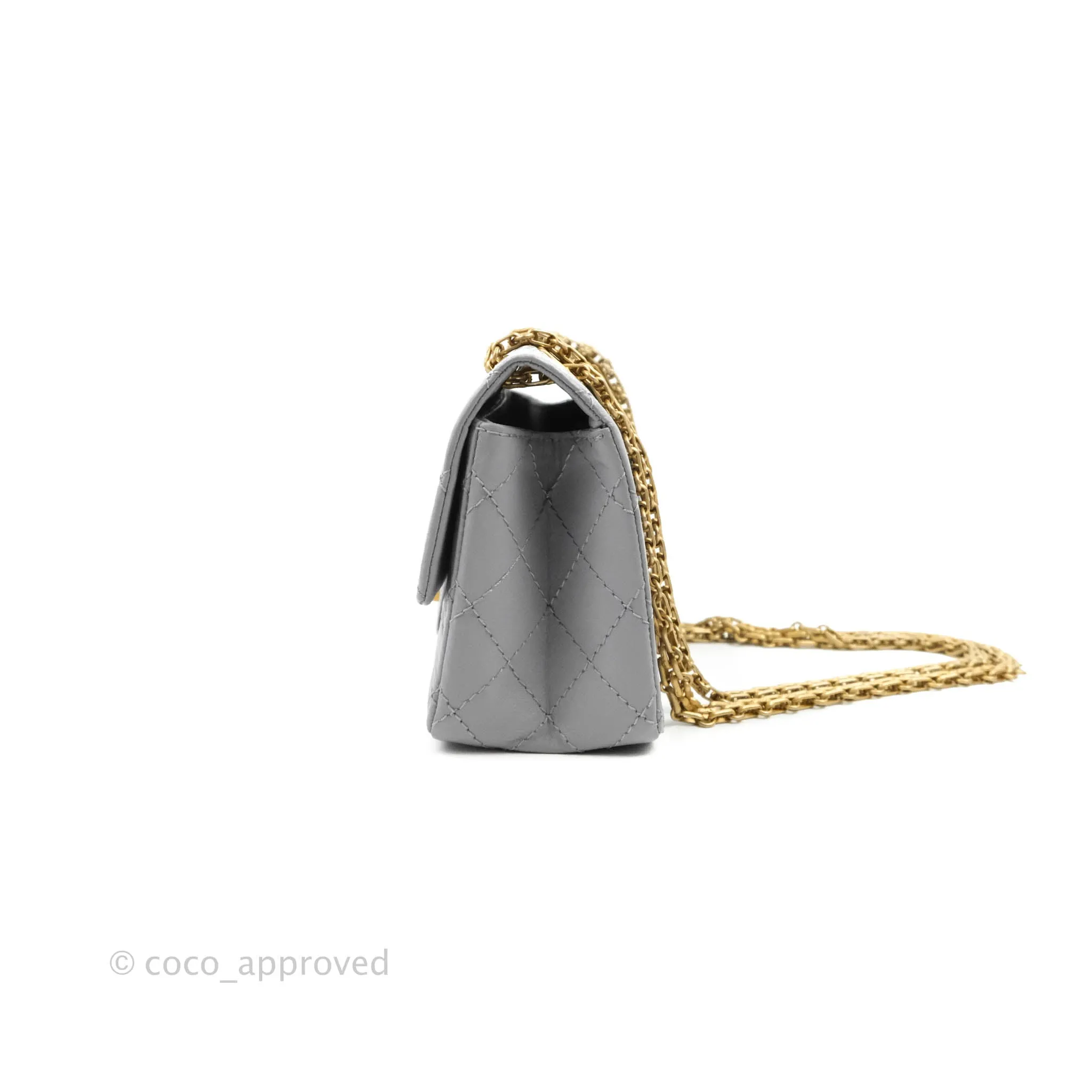Chanel Mini Reissue 224 Grey Aged Calfskin Aged Gold Hardware