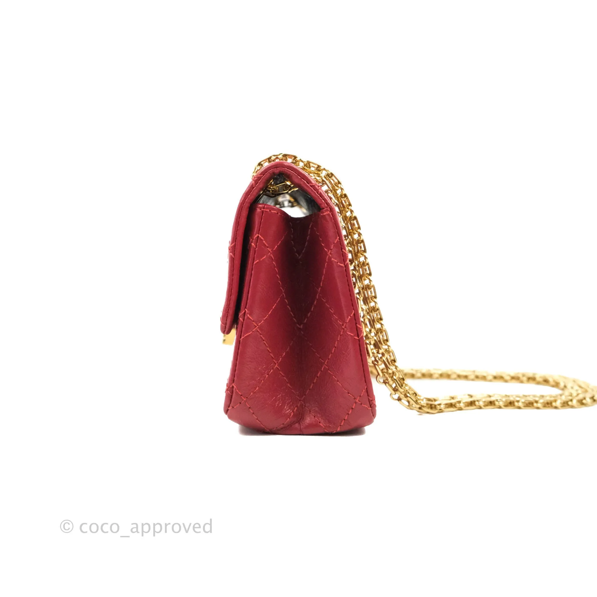 Chanel Mini Reissue 224 Red Aged Calfskin Gold Hardware