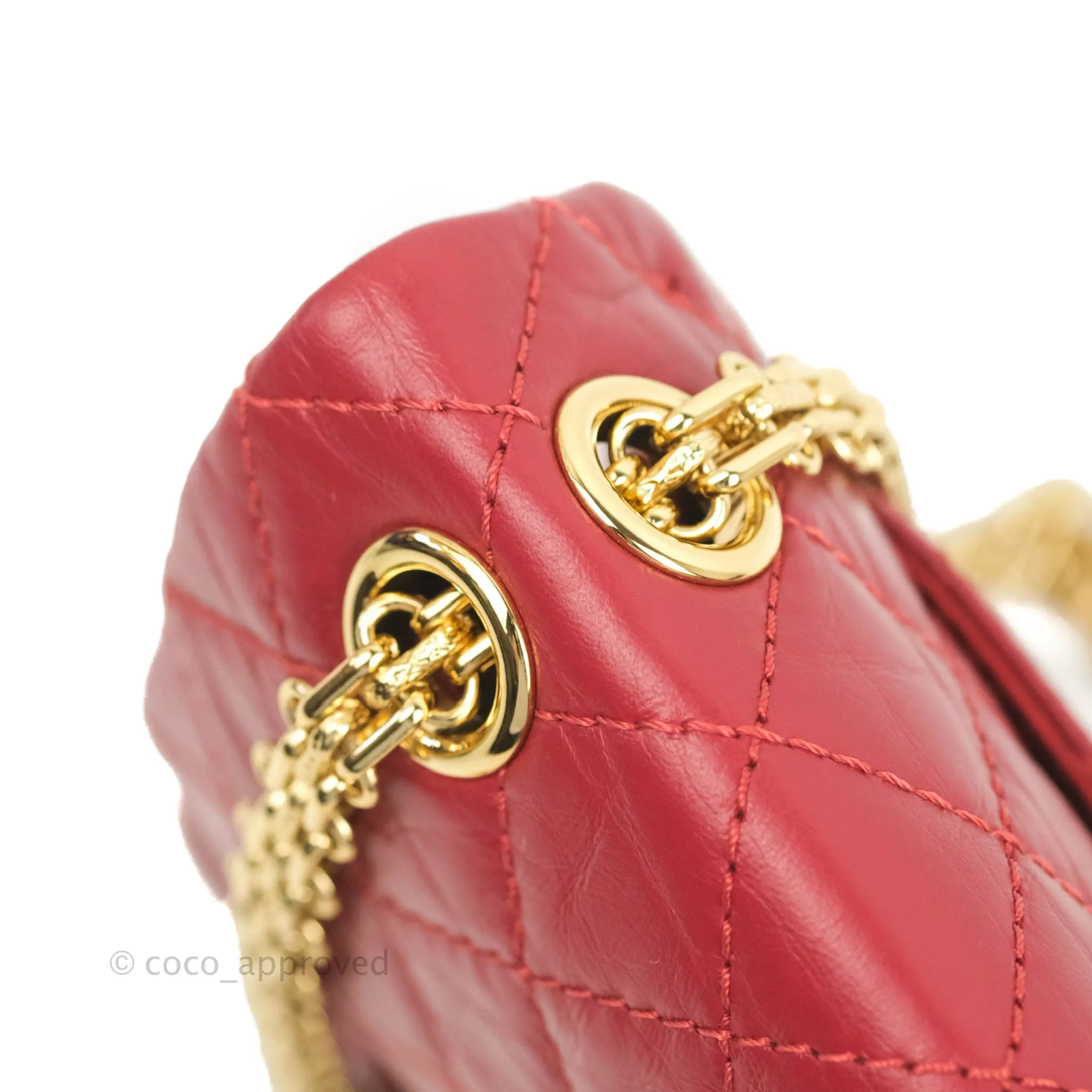 Chanel Mini Reissue 224 Red Aged Calfskin Gold Hardware