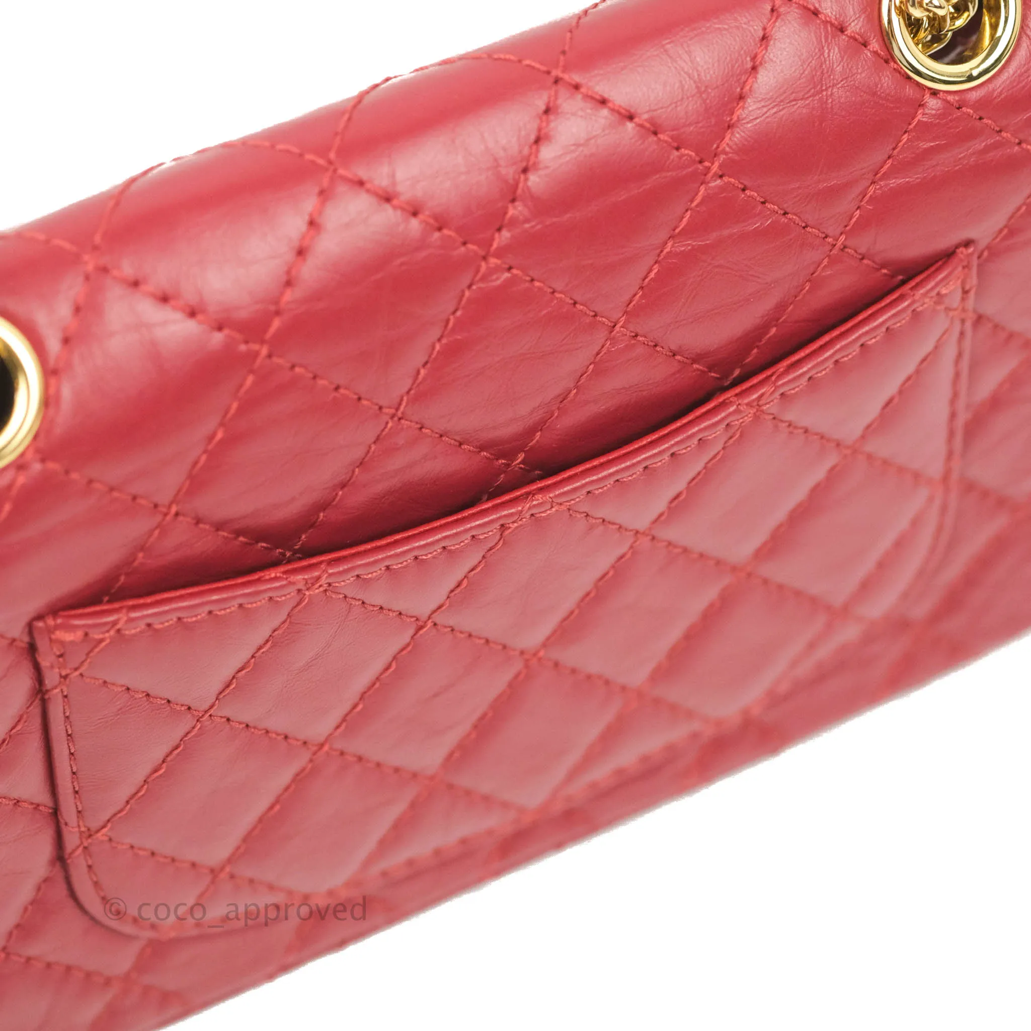 Chanel Mini Reissue 224 Red Aged Calfskin Gold Hardware
