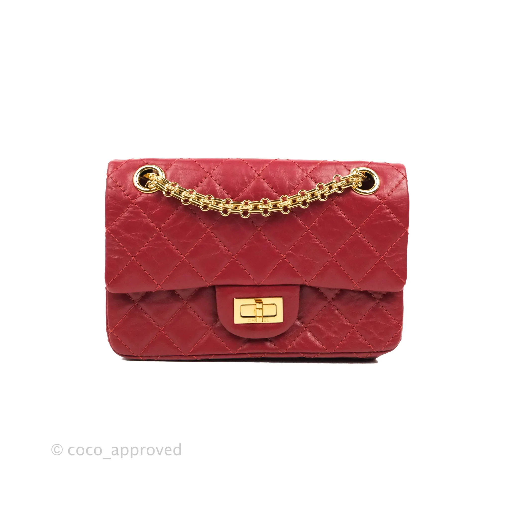 Chanel Mini Reissue 224 Red Aged Calfskin Gold Hardware