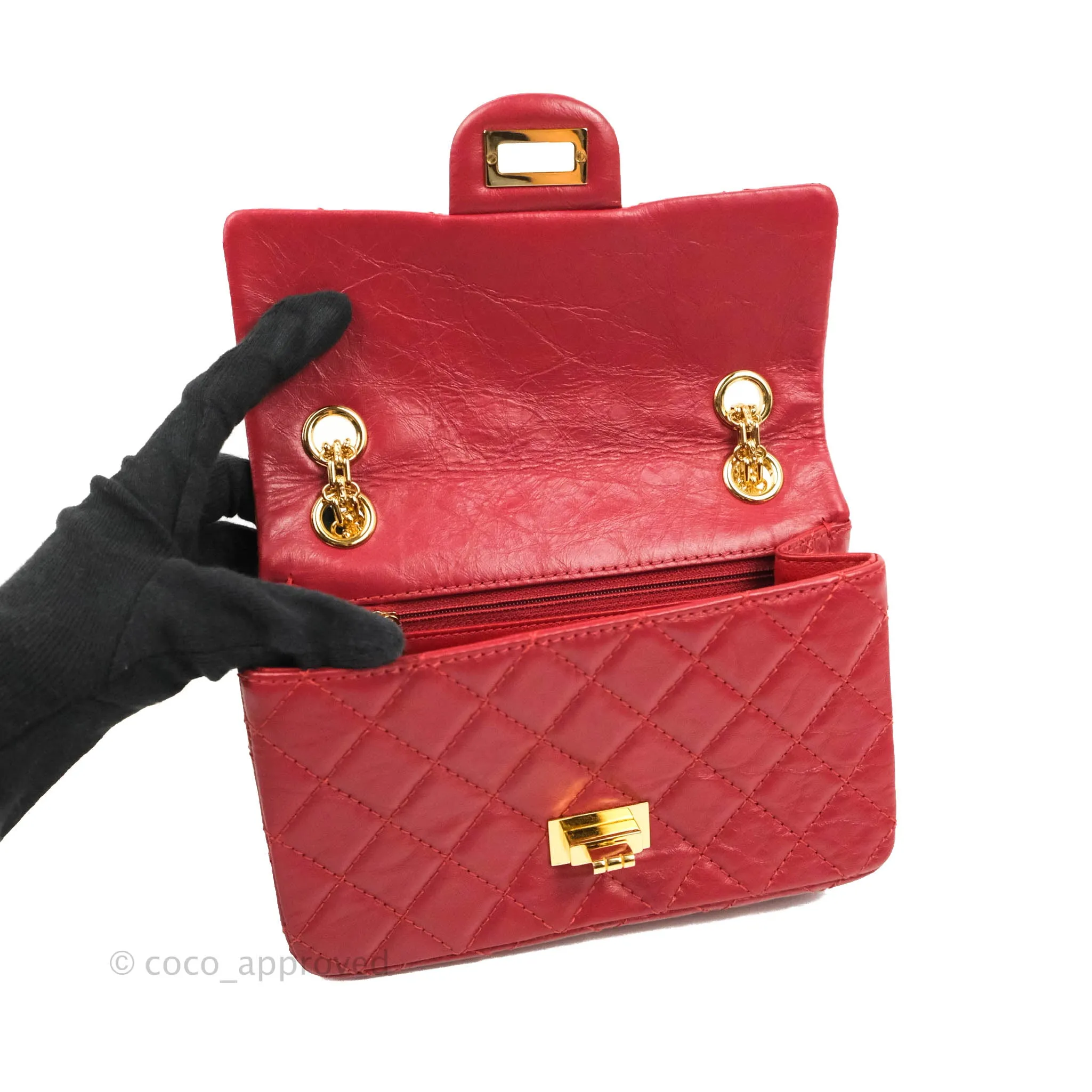 Chanel Mini Reissue 224 Red Aged Calfskin Gold Hardware
