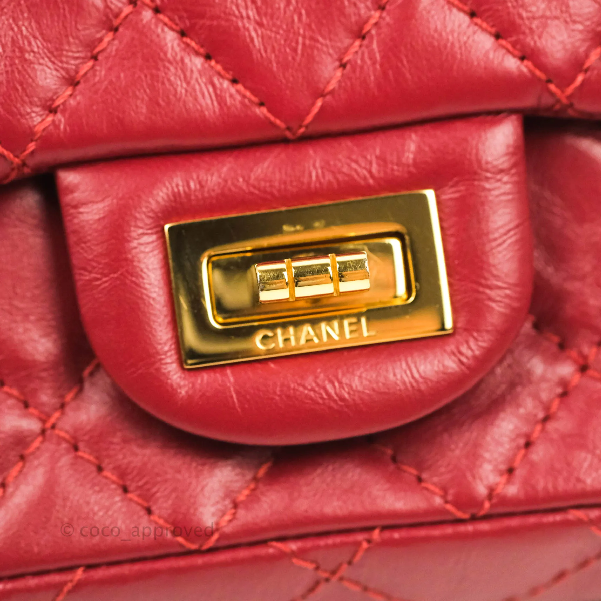 Chanel Mini Reissue 224 Red Aged Calfskin Gold Hardware
