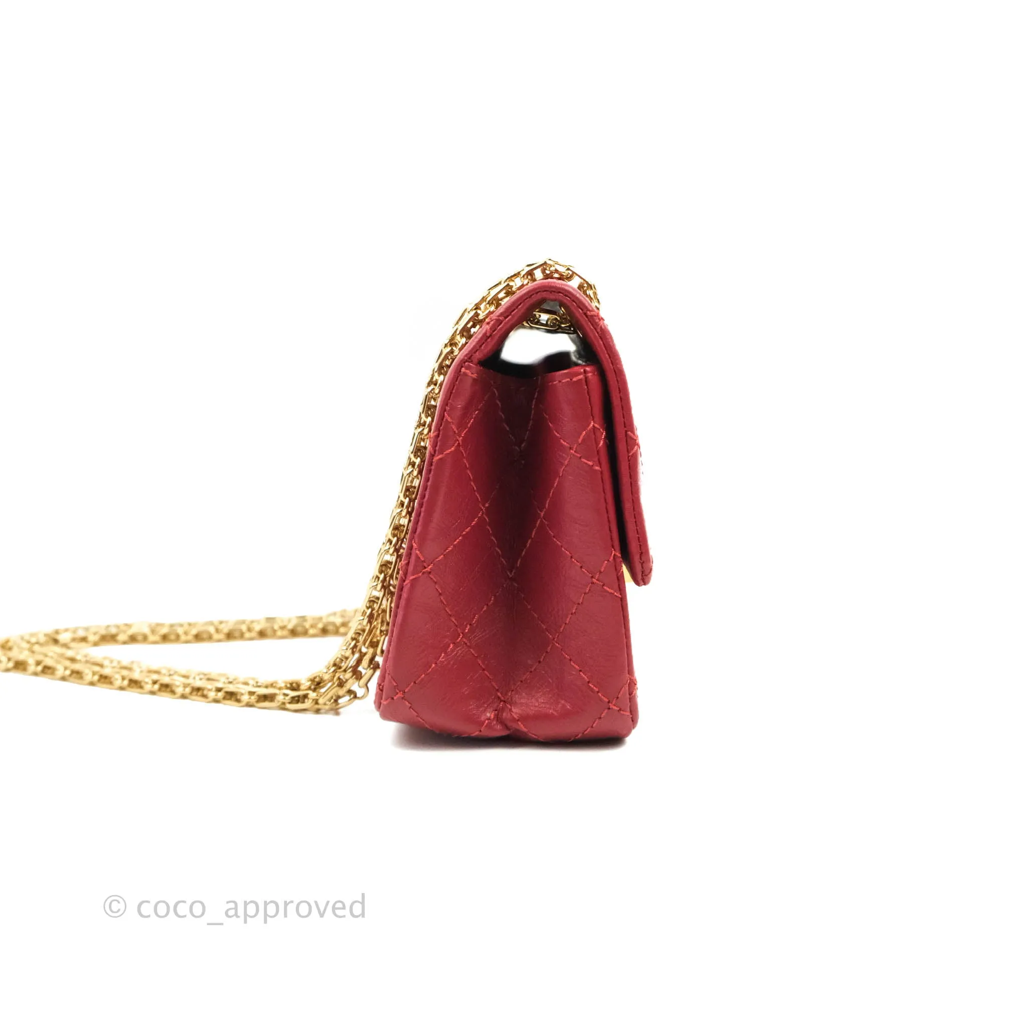Chanel Mini Reissue 224 Red Aged Calfskin Gold Hardware