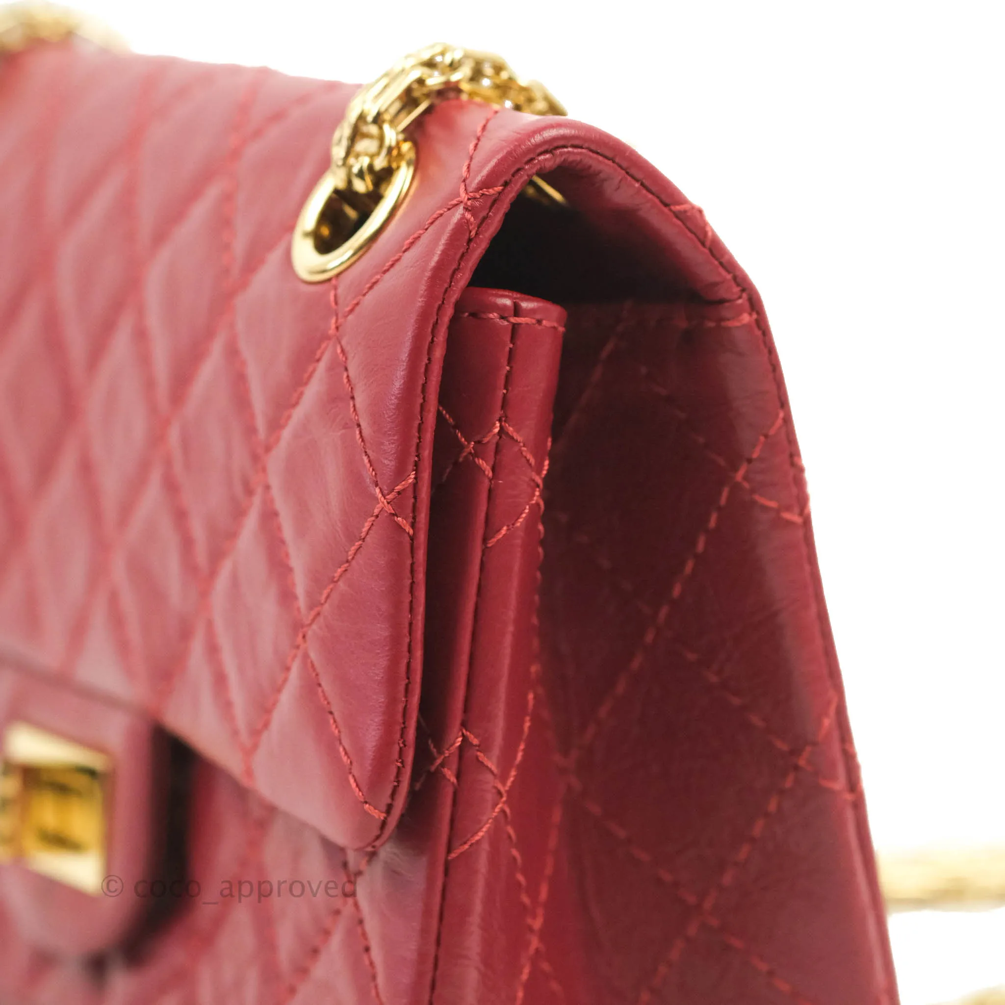 Chanel Mini Reissue 224 Red Aged Calfskin Gold Hardware