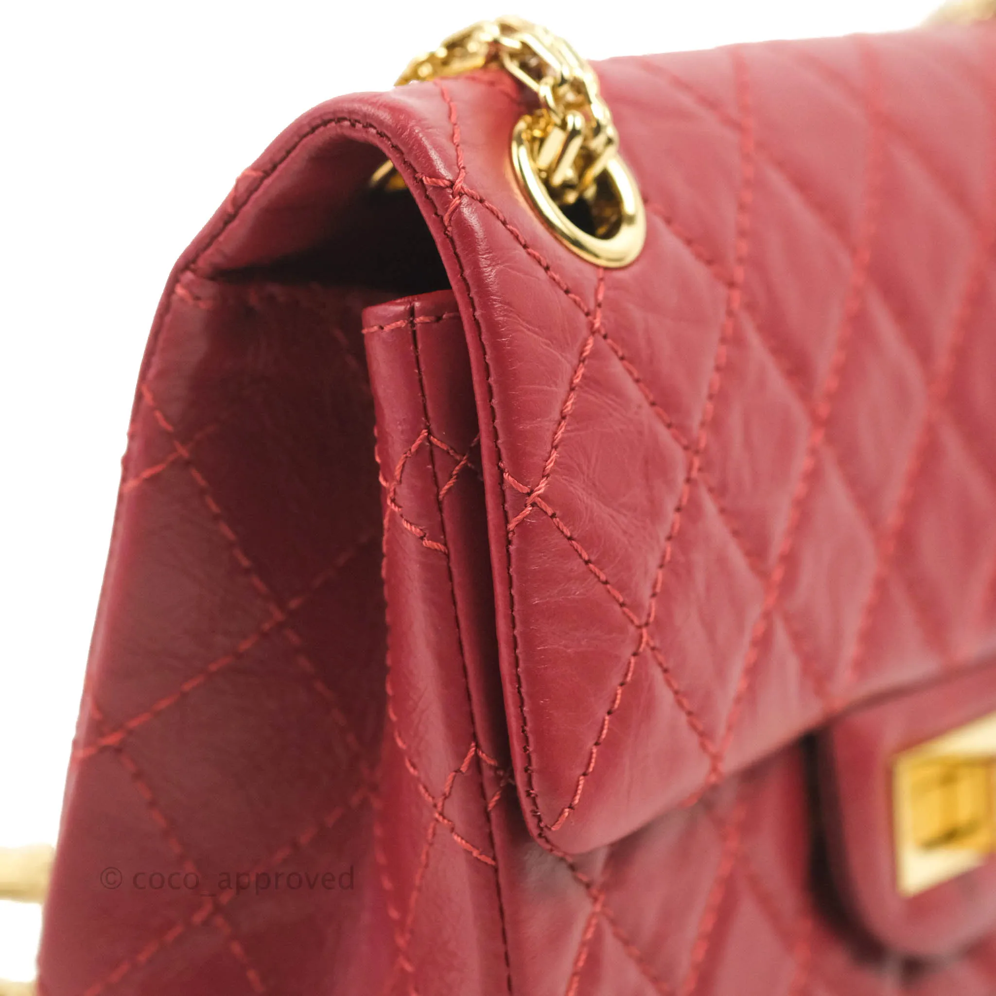 Chanel Mini Reissue 224 Red Aged Calfskin Gold Hardware