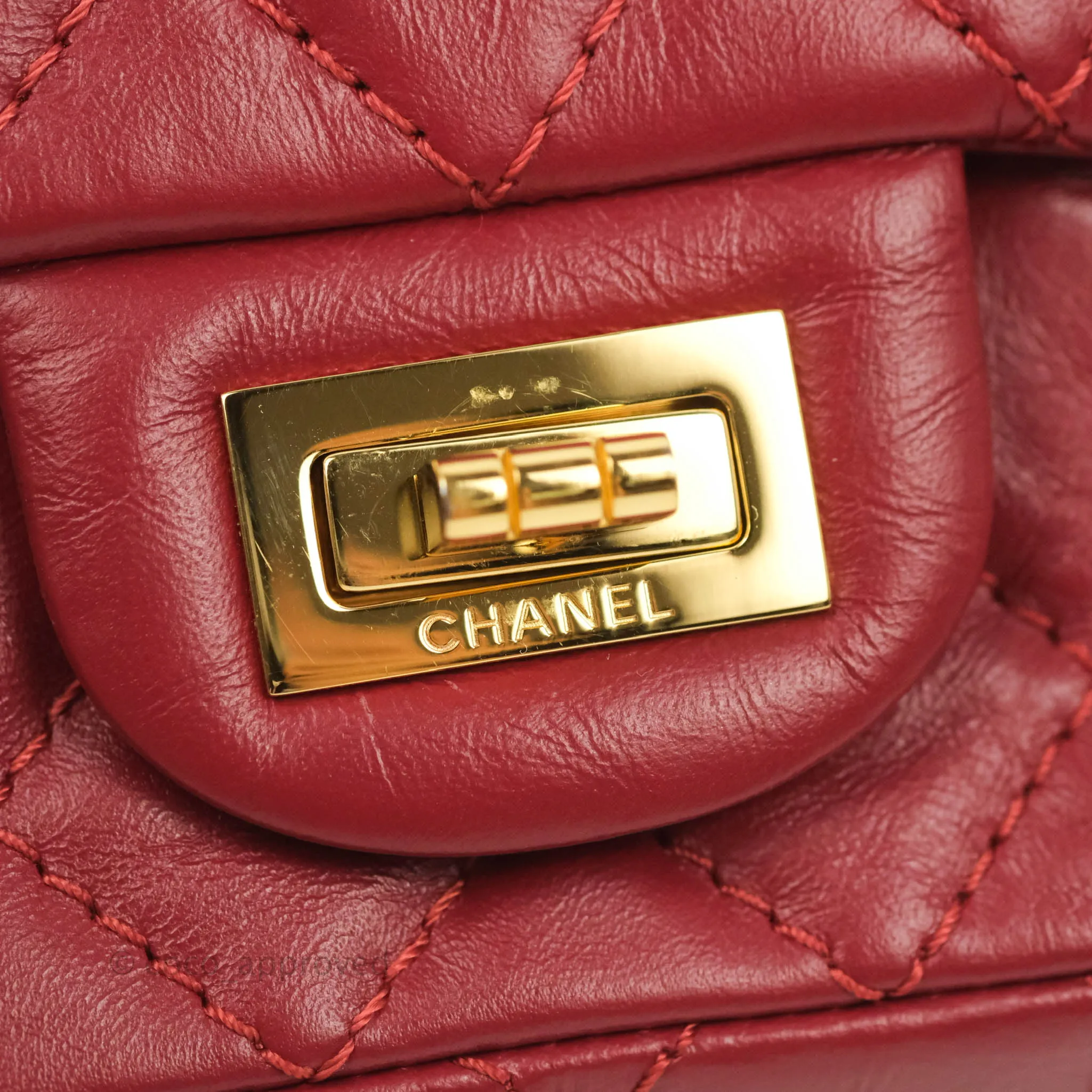 Chanel Mini Reissue 224 Red Aged Calfskin Gold Hardware