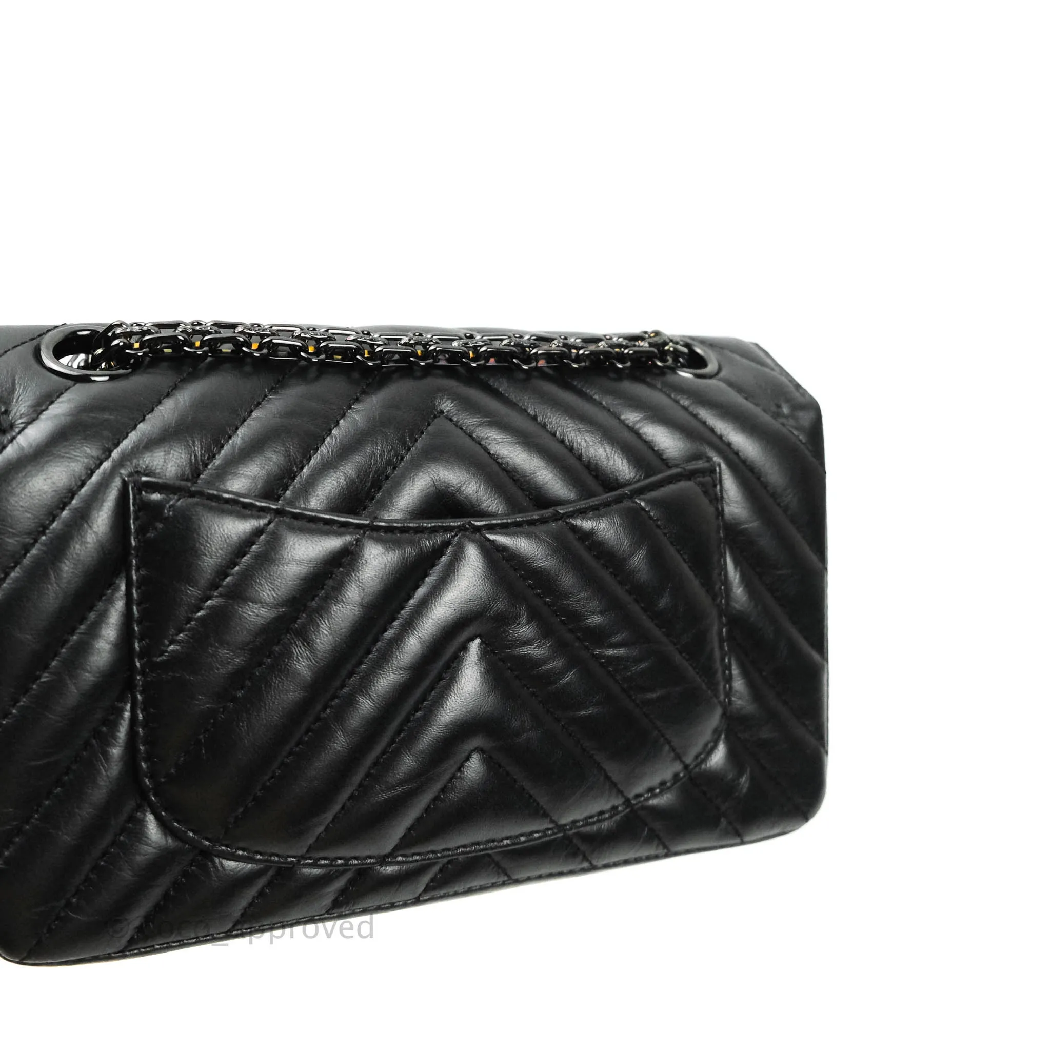 Chanel Mini Reissue 224 So Black Chevron Calfskin Black Hardware