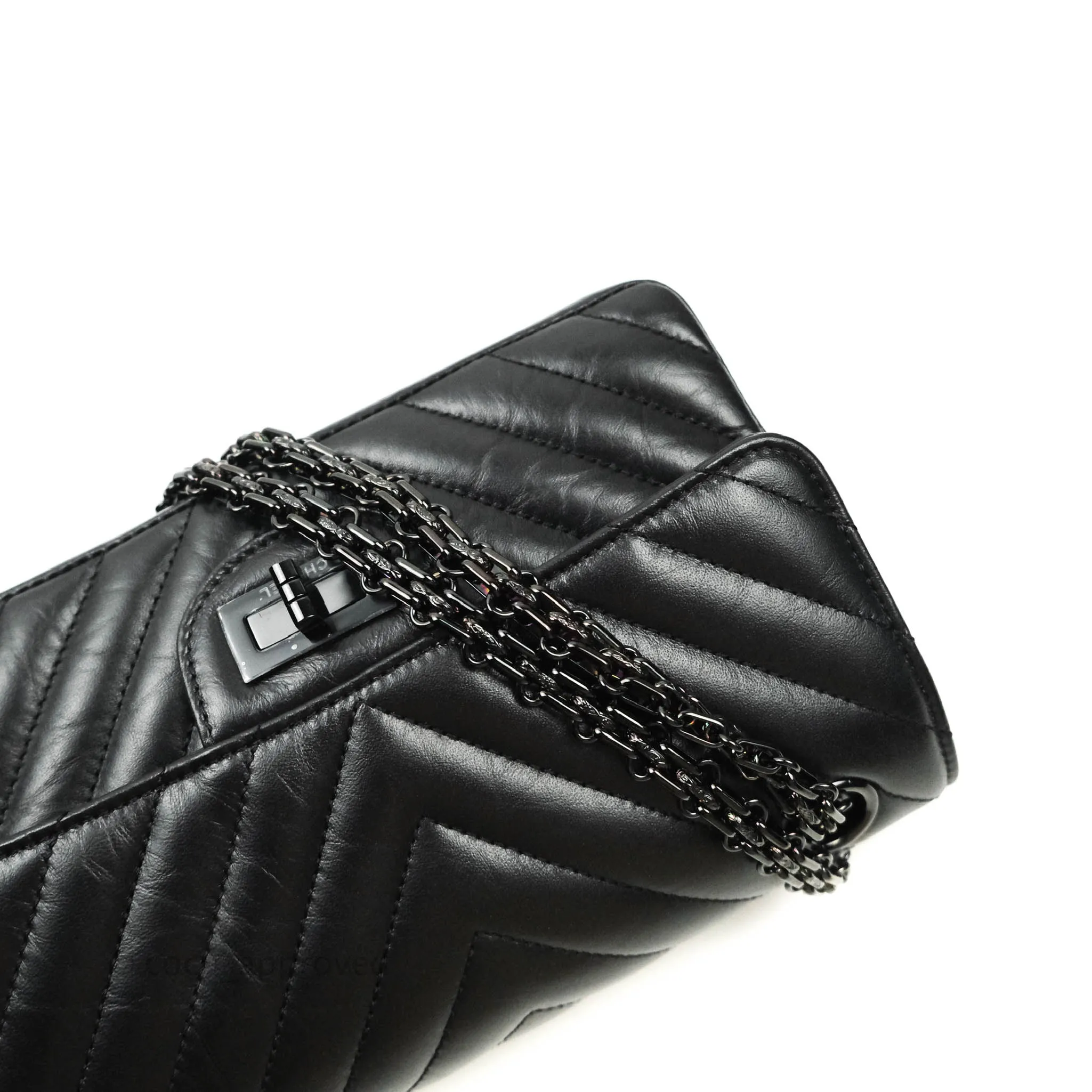 Chanel Mini Reissue 224 So Black Chevron Calfskin Black Hardware