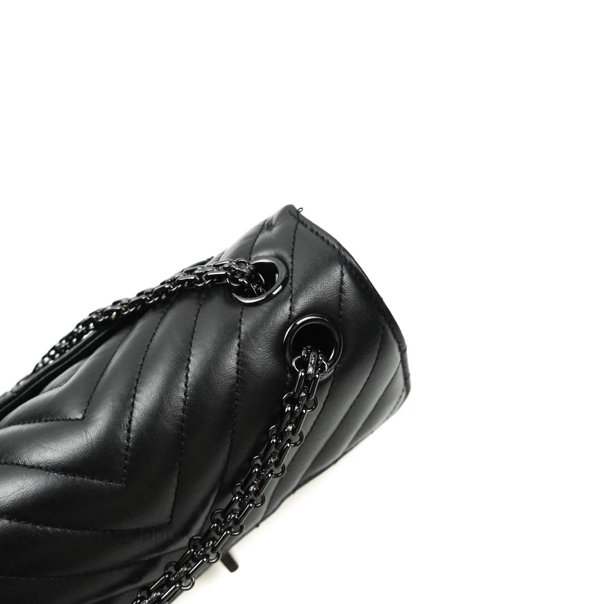 Chanel Mini Reissue 224 So Black Chevron Calfskin Black Hardware