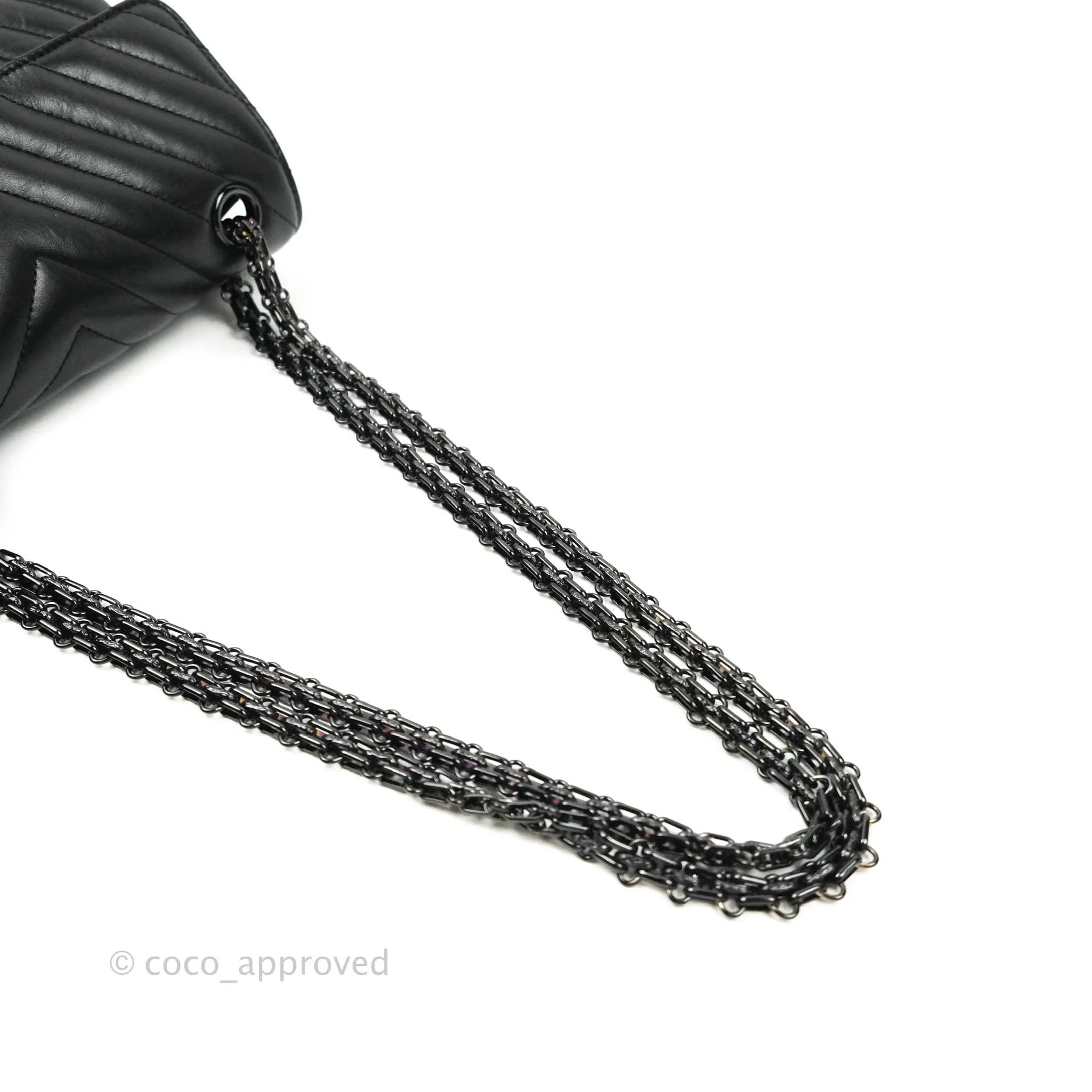 Chanel Mini Reissue 224 So Black Chevron Calfskin Black Hardware