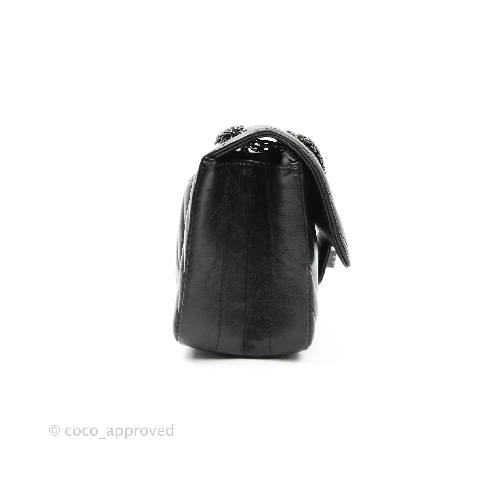 Chanel Mini Reissue 224 So Black Chevron Calfskin Black Hardware