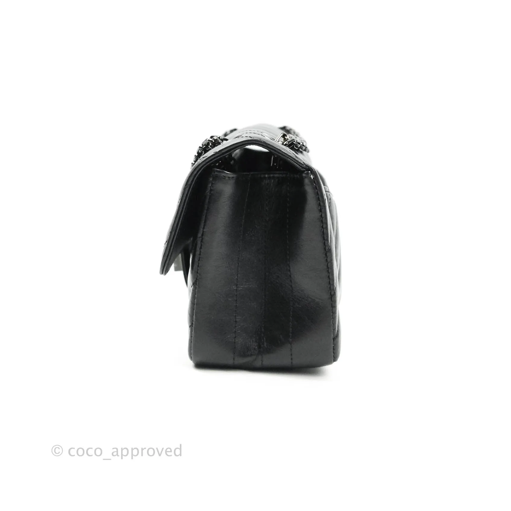 Chanel Mini Reissue 224 So Black Chevron Calfskin Black Hardware